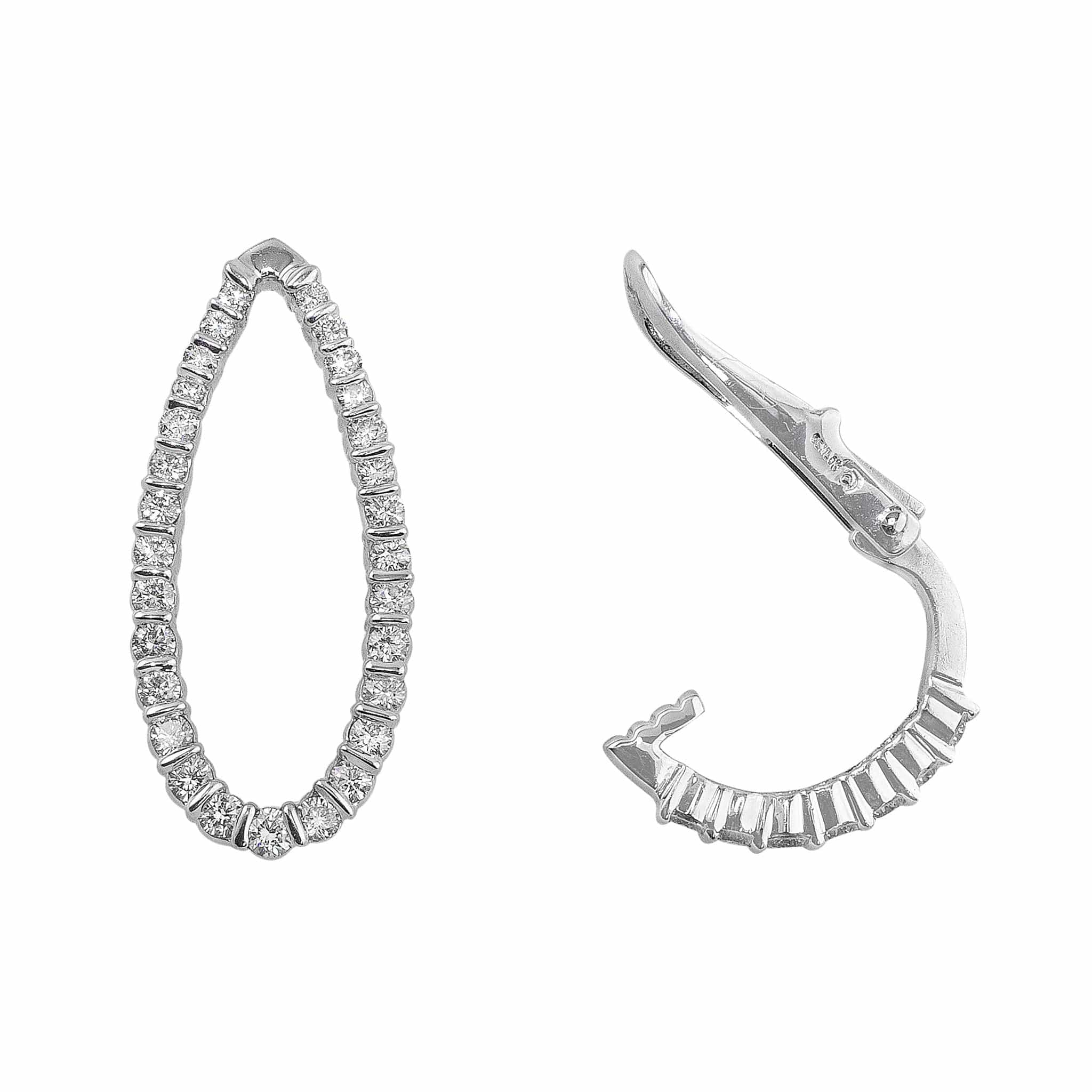 18K White Gold Diamond Pear Drop Earrings for Women - Elegant Dangle Earrings for Wedding, Party & Special Occasions