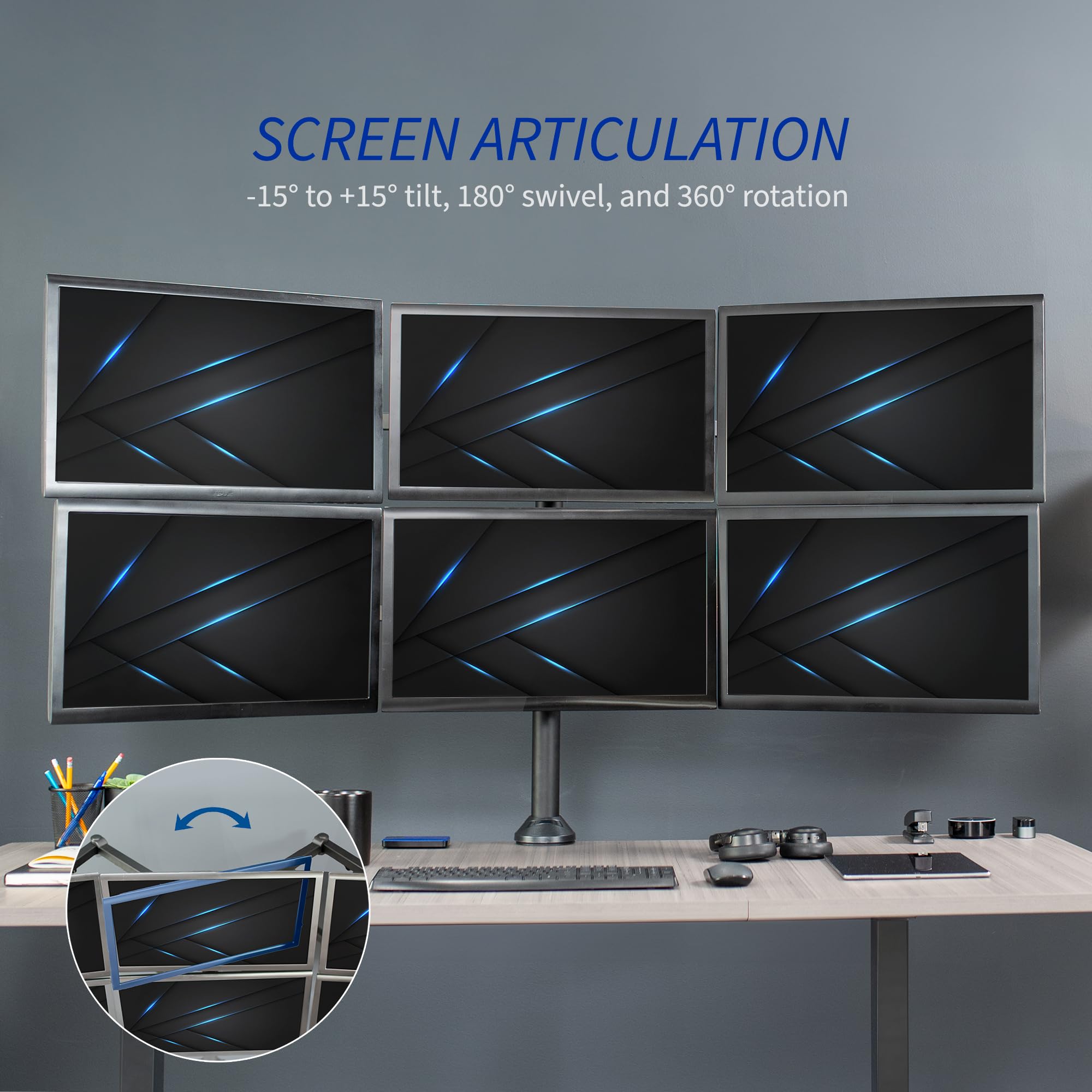 VIVO STAND-V106A Heavy Duty Steel Hex Monitor Desk Mount for 23 to 32 Inch LED LCD Screens - Fully Adjustable Stand with 6 Screen Capacity | Perfect for Multi-Monitor Workstations, Gaming Setups & Office Desks