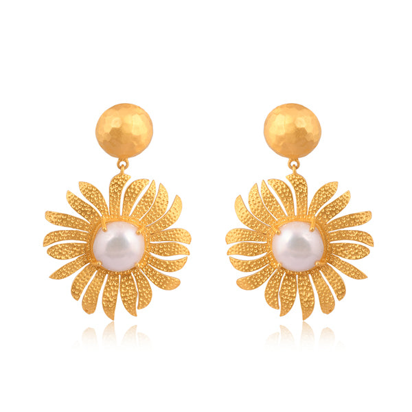 Anemone's Charm Drop Earrings with Pearl Accents - Elegant Dangling Jewelry for Women, Perfect for Weddings, Parties & Special Occasions