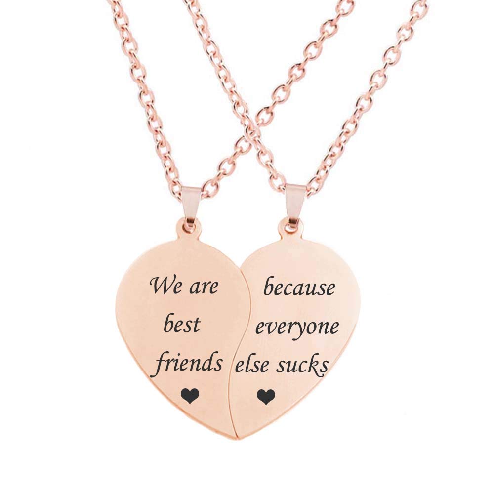 MJartoria BFF Necklace Set of 2 - Matching Heart Pendant Friendship Necklaces for Best Friends, Valentine's Day Gifts, Birthday Presents - Perfect for Couples, Sisters, and Besties to Share Love
