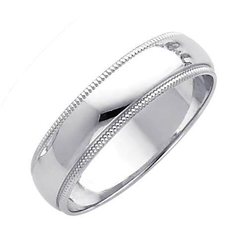 14K White Gold 5mm Milligrain Wedding Band Ring for Women - Elegant Bridal Jewelry Gift (Sizes 4-12) - Perfect for Engagement, Anniversary & Special Occasions