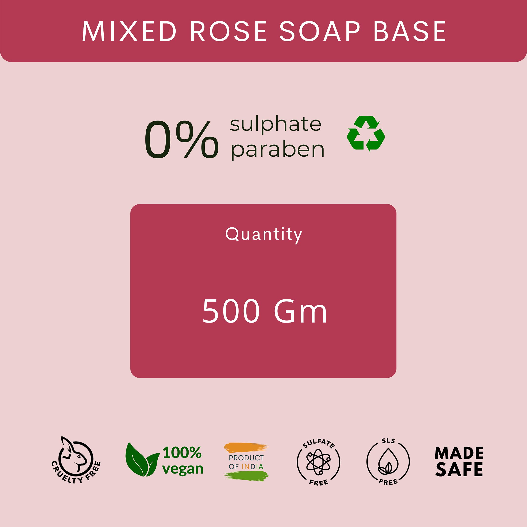 VEDANUM Organic Rose Ultra Premium Melt and Pour Soap Base for Soap Making - 500 Gm (Sulfate & Paraben Free) - Perfect for DIY Handmade Soaps, Gifts, and Spa Treatments