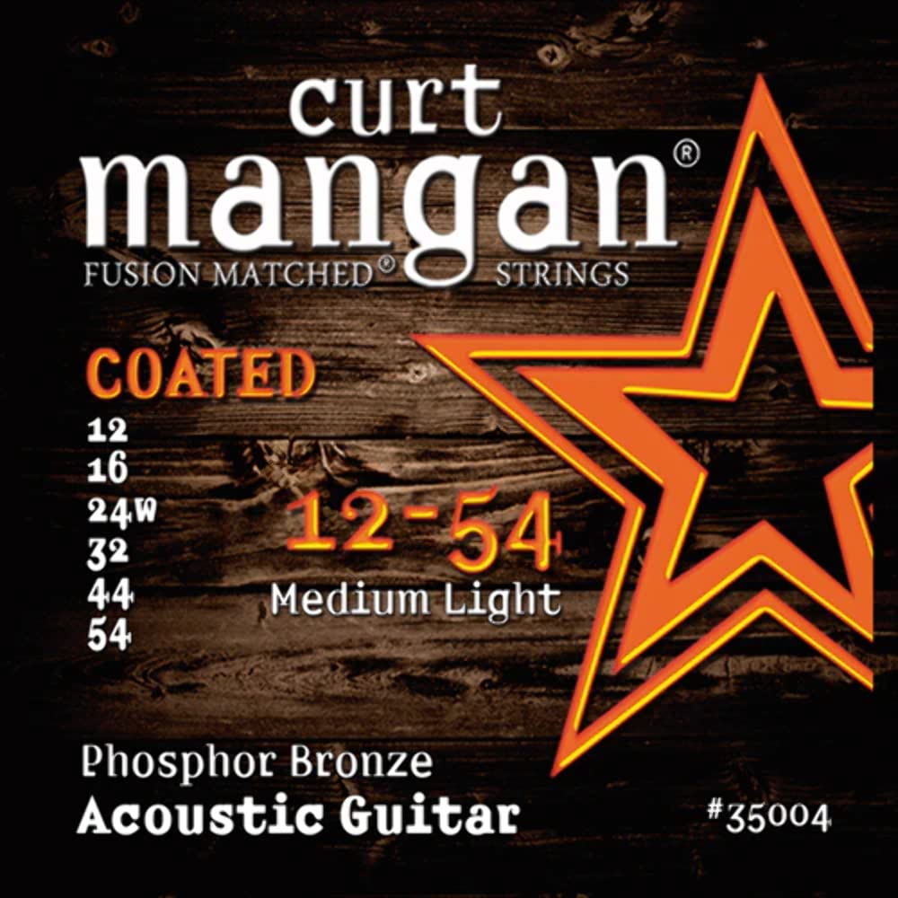 Curt Mangan Phosphor Bronze Coated Acoustic Guitar Strings 12-54 - Premium Sound & Durability for Folk, Country & Fingerstyle Playing