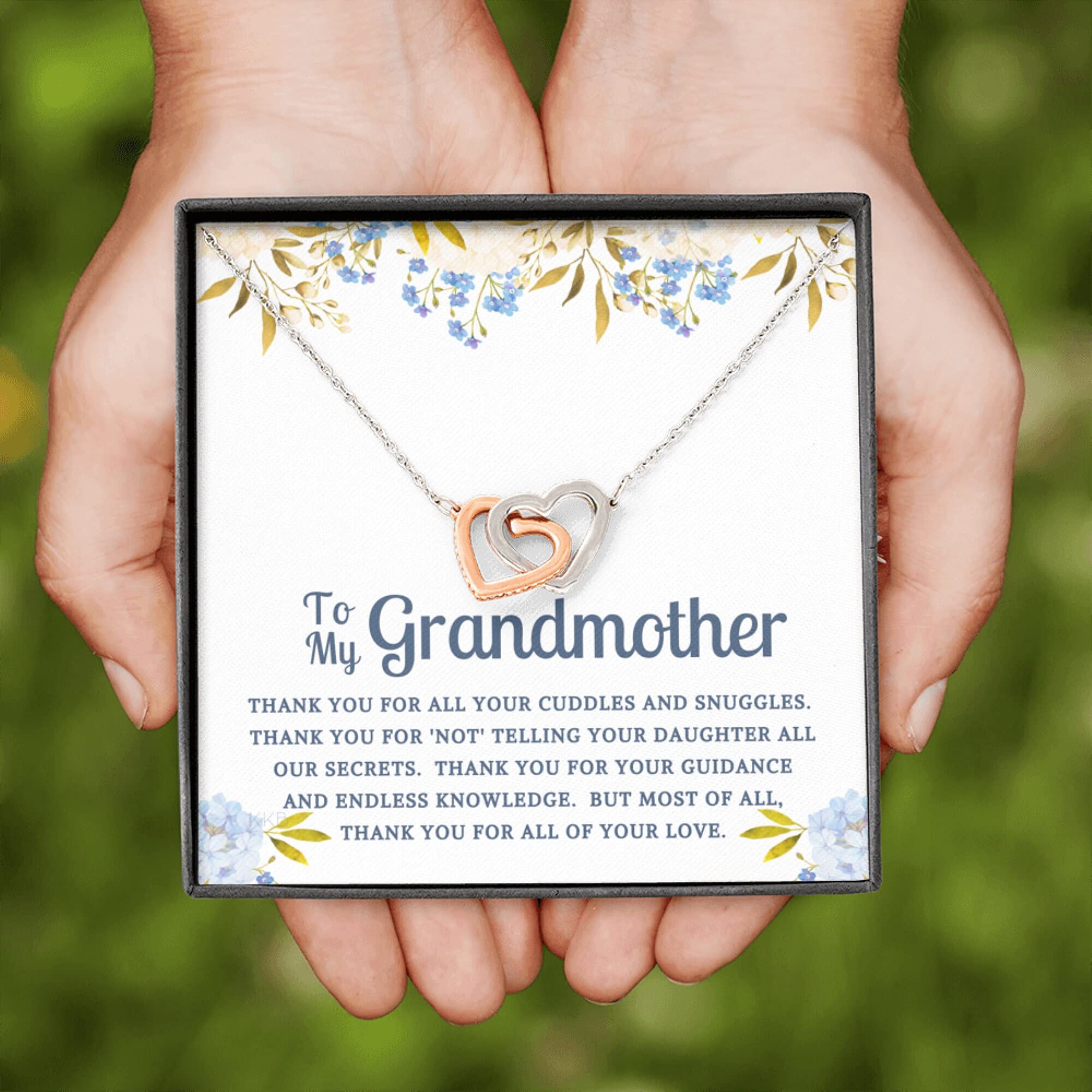 Handmade Message Card Necklace - Personalized Jewelry Gift for Grandmother, Granddaughter & Loved Ones | Christmas, Birthday & Special Occasion Present | Elegant Love Knot Pendant for Everyday Wear & Heartfelt Moments