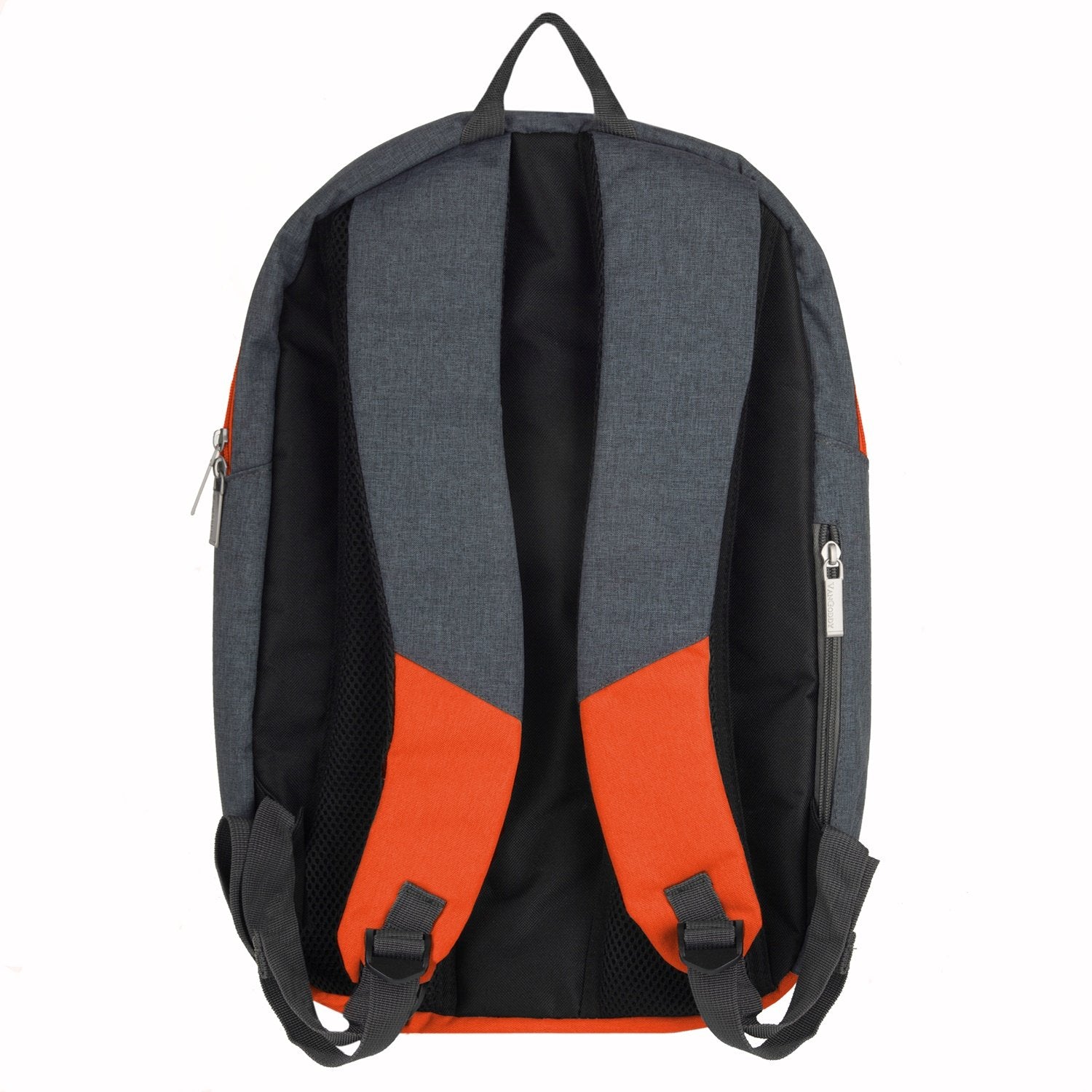 15.6 Inch Universal Laptop Backpack for Toshiba Satellite C55 B5100 & Dell Inspiron 15 5000 Series - Water Resistant Grey with Orange Trim - Perfect for Work, School, Travel & College Students