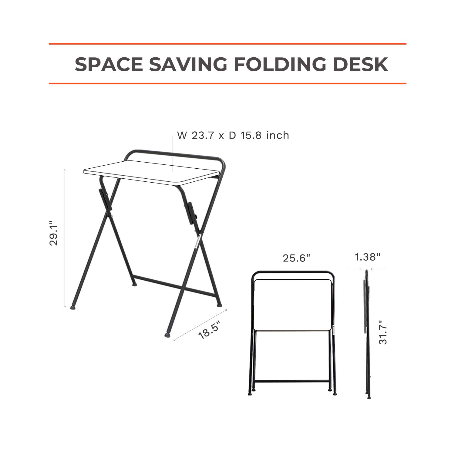 SOFSYS Modern Folding Desk for Small Spaces - Computer Gaming Desk, Home Office Writing Desk with Industrial Metal Frame & Premium Desktop (Espresso/Black) - Perfect for Gaming Setup, Remote Work & Study Spaces