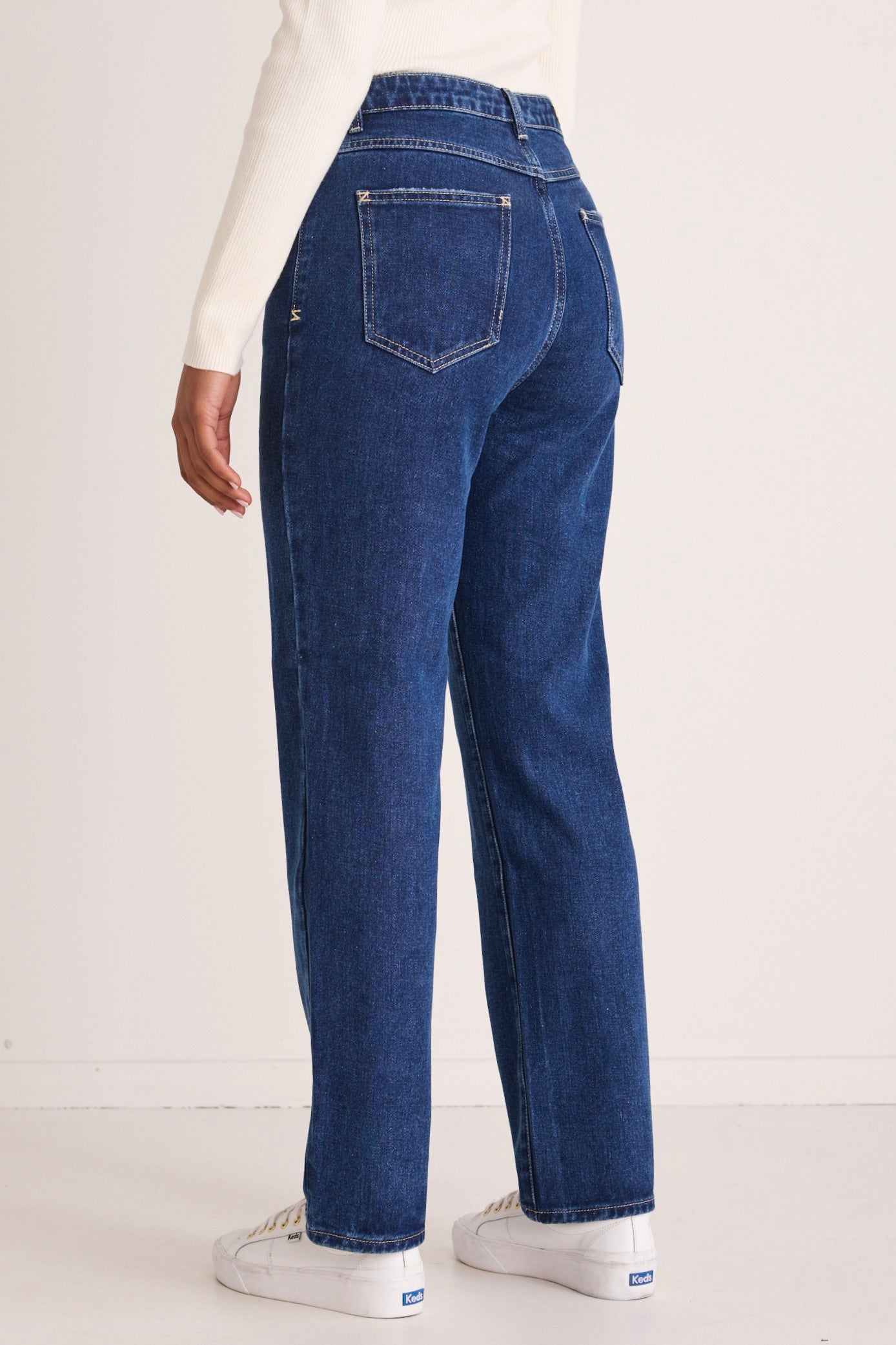 Lexie Women's Dark Blue High Waist Straight Leg Jeans - Comfortable Stretch Denim Pants for Casual Wear & Everyday Outfits