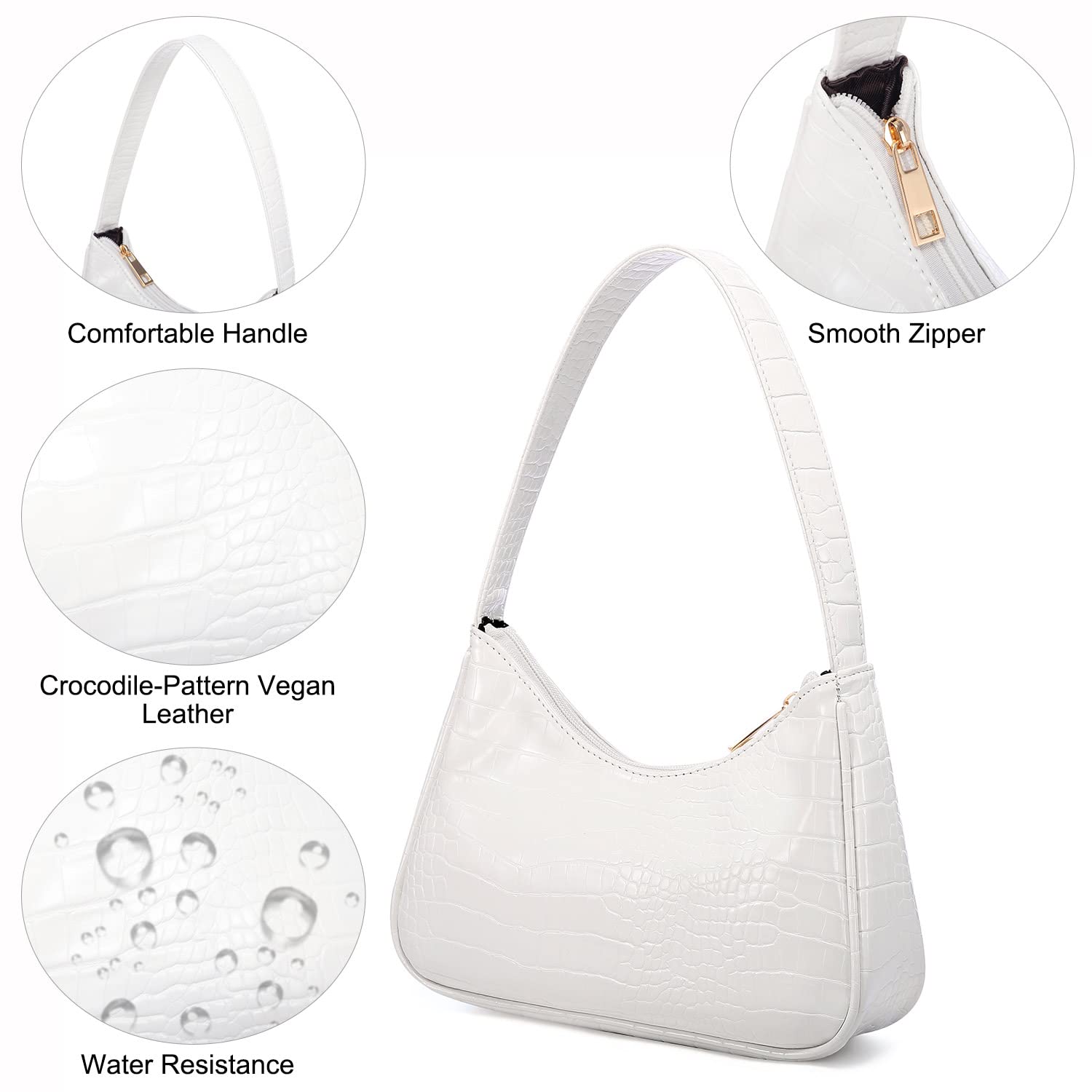 LOVEVOOK Women's Small Shoulder Bag - Crocodile Pattern Vegan Leather Clutch Purse, Cute Mini Handbag for Work, Party & Everyday Use