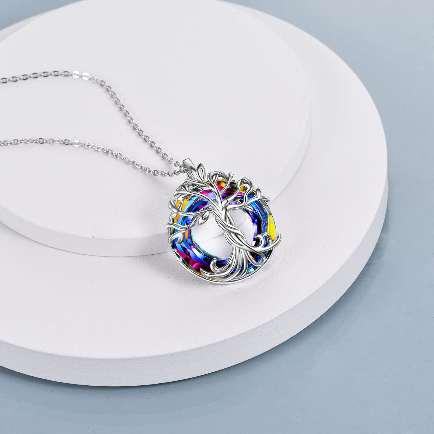 TOUPOP 925 Sterling Silver Tree of Life Necklace for Women - Austrian Crystal Family Jewelry - Elegant Gift for Mom, Mother's Day, Birthday - Perfect for Weddings, Anniversaries & Special Occasions