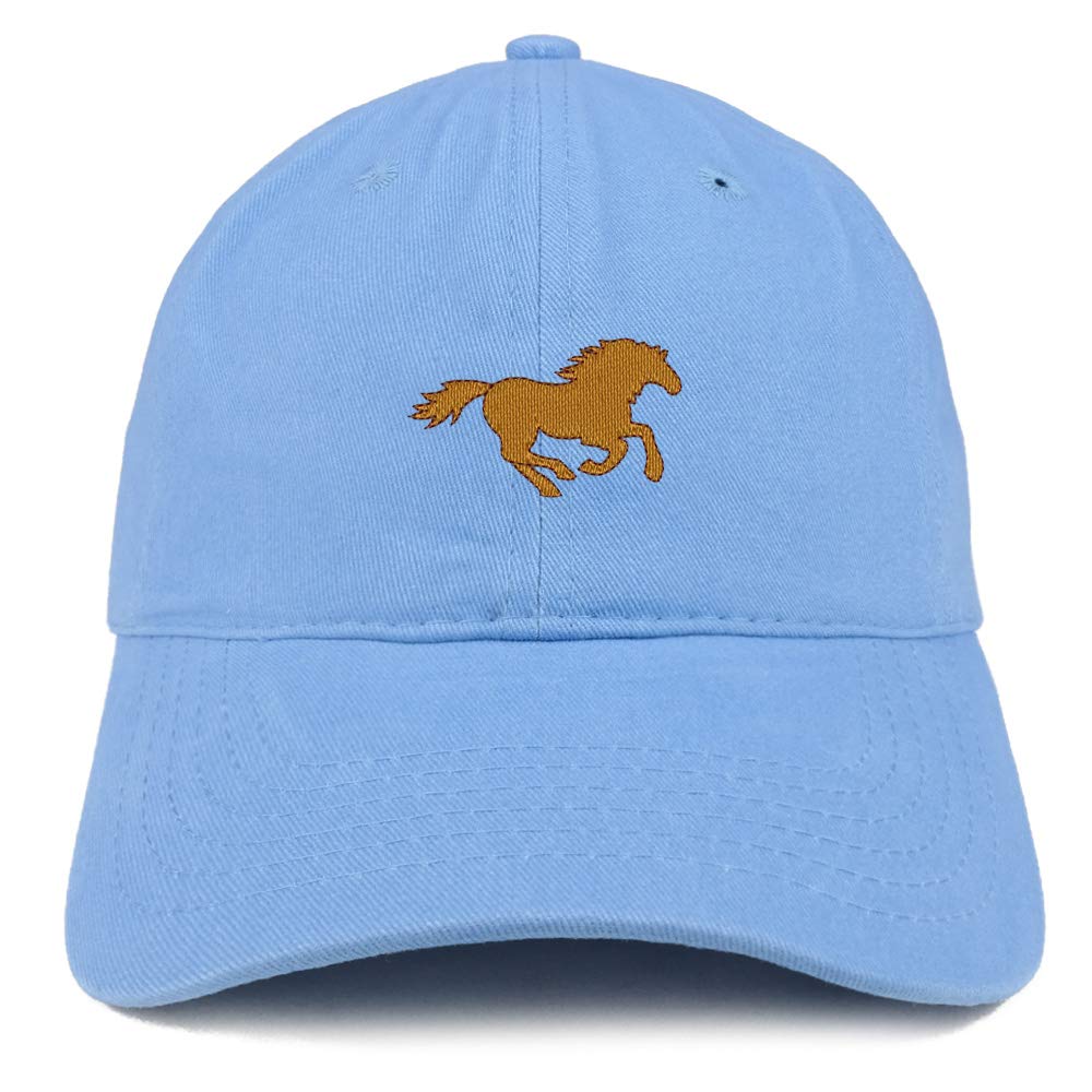 Trendy Mustang Embroidered Cotton Dad Hat - Breathable Unstructured Baseball Cap for Running, Outdoor Sports & Casual Wear