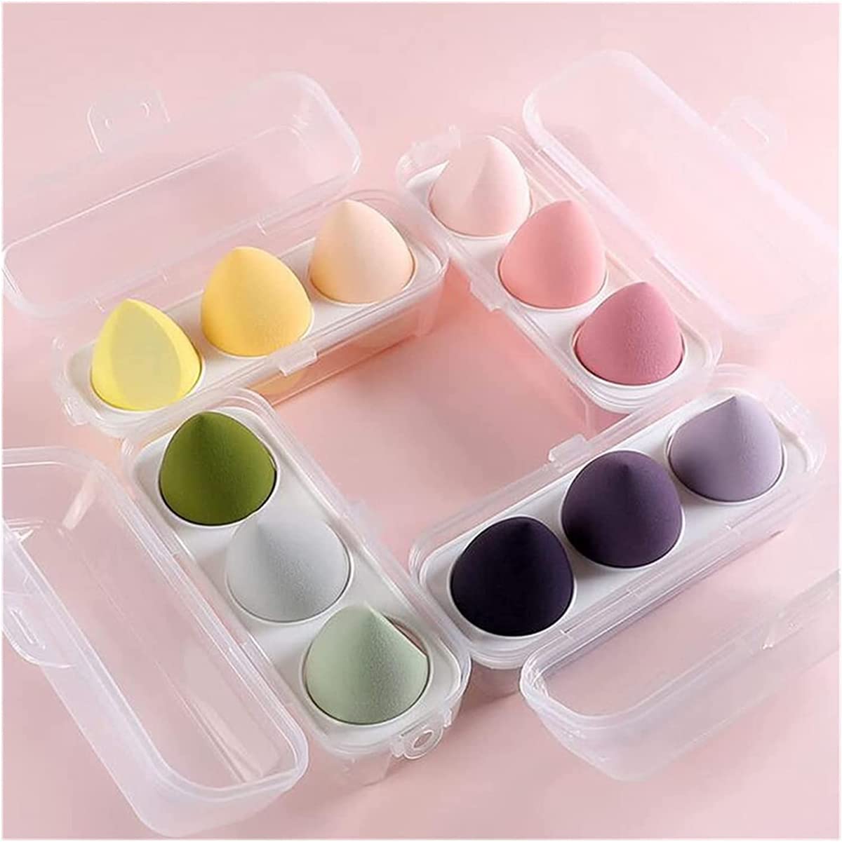 Lenon 3-Piece Makeup Sponge Set with Storage Box - Foundation & Powder Beauty Blender for Flawless Application (Multicolor) | Perfect for Everyday Makeup, Travel & Professional Use