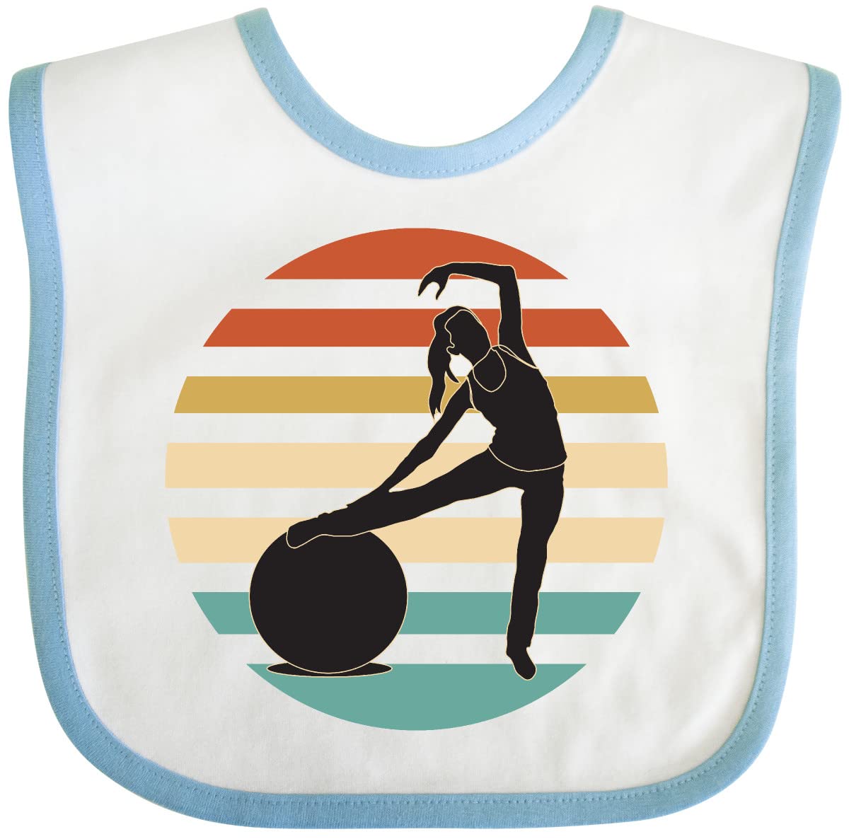 Inktastic Pilates Fitness Retro Exercise Baby Bib - Cute & Soft Cotton Drool Bib for Infants & Toddlers - Perfect for Yoga, Gym & Playtime