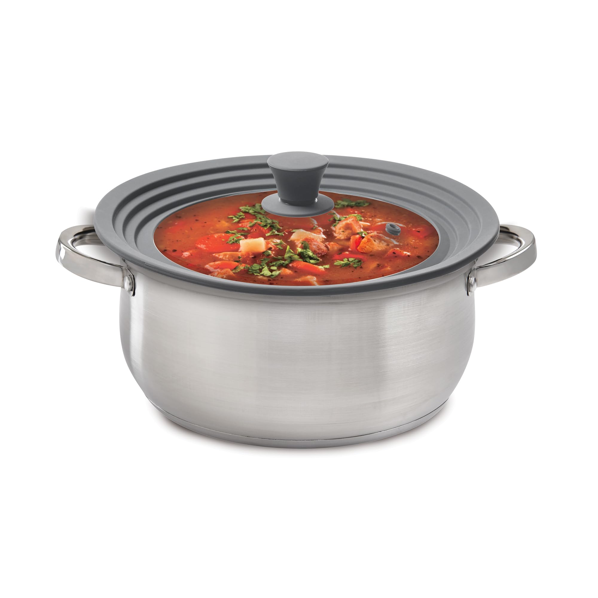 HIC Kitchen Universal Microwave-Safe Pot Lid Cover - Tempered Glass & Silicone - Fits 8.5 to 11.5 Inch Bowls & Pots - Splatter Guard for Cooking, Reheating & Food Storage