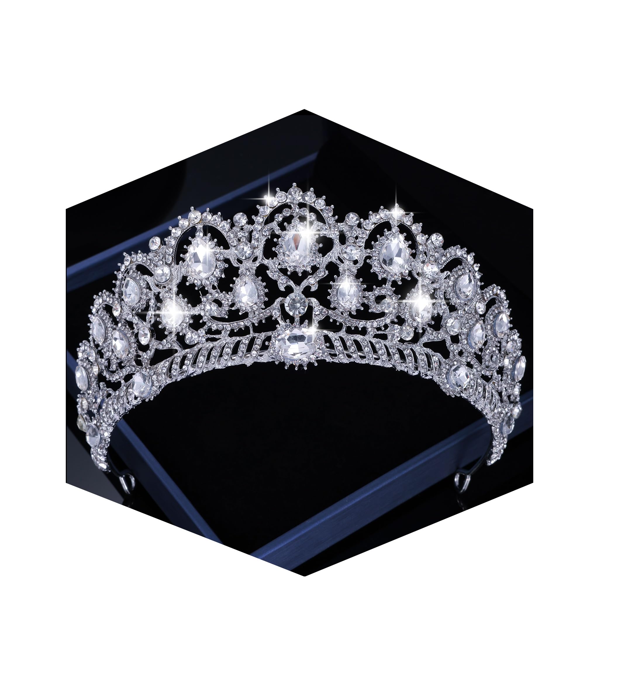Kamirola Women's Crystal Tiara Crown & Headband with Comb – Elegant Bridal Wedding Accessories, Prom Pageant Party Hairpiece, Gothic Halloween Costume Jewelry – Perfect for Weddings, Balls, Cosplay & Special Events (TR15)