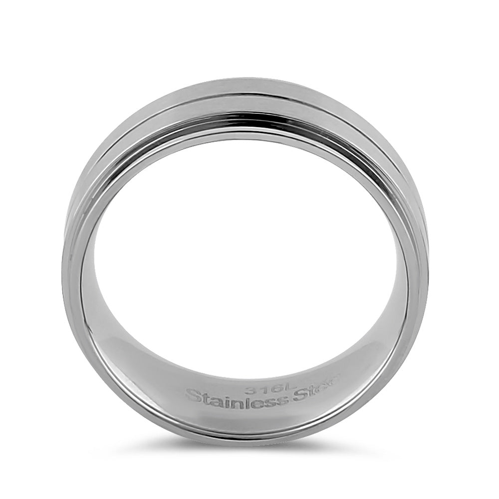 8mm Brushed Stainless Steel Men's Wedding Band - Durable, Hypoallergenic Ring for Men, Perfect for Engagements, Anniversaries & Everyday Wear