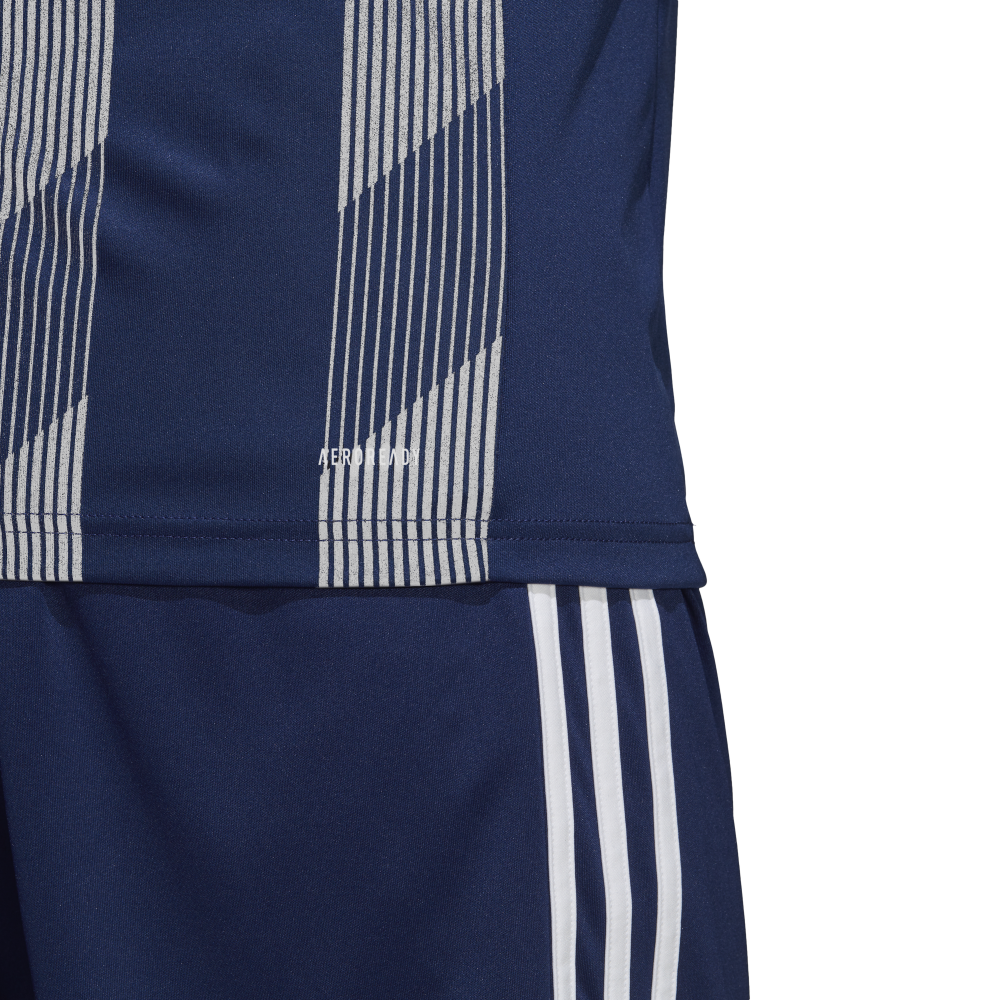 Adidas Adult Striped 19 Jersey - Dark Blue & White Soccer Shirt for Men | Comfortable Sports Jersey for Training & Match Play