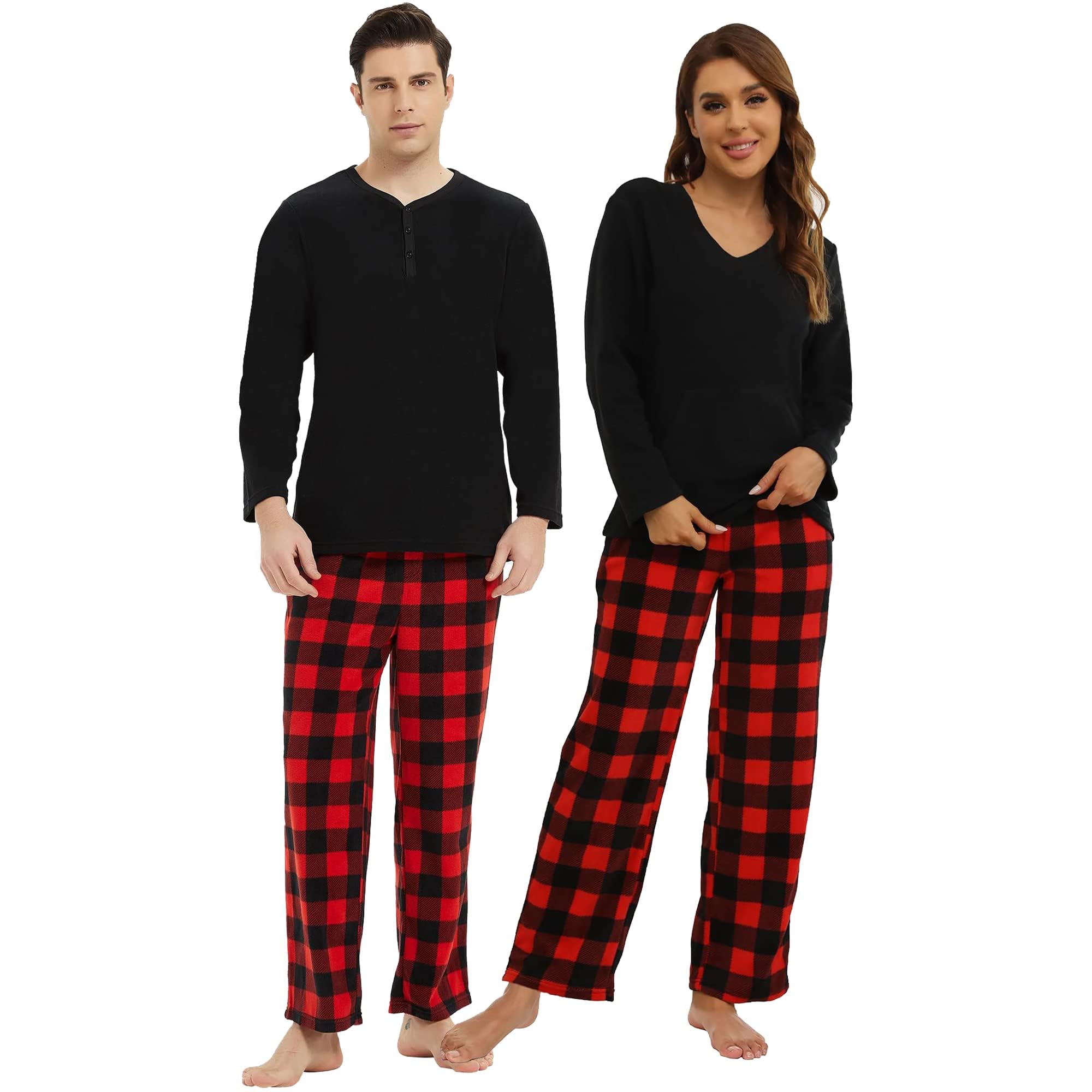 U2SKIIN Plaid Pajama Set for Couples - Soft & Warm Matching Sleepwear for Men and Women - Perfect for Christmas Gifts, Anniversary Presents & Cozy Winter Nights