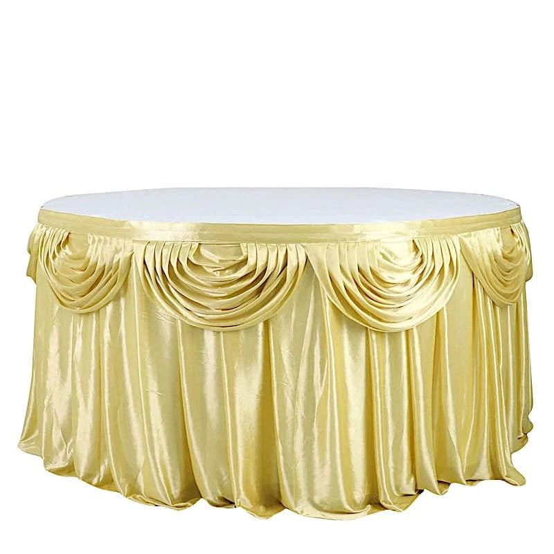 Elegant Satin Table Skirt - Classic Drape Tablecloth for Wedding, Banquet & Party Decor - Perfect for Formal Events & Home Decorations