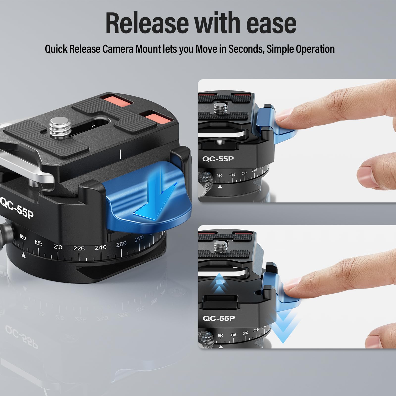 Sirui QC-55P 55mm Quick Release Plate with 360° Rotating Panoramic Head - 1/4