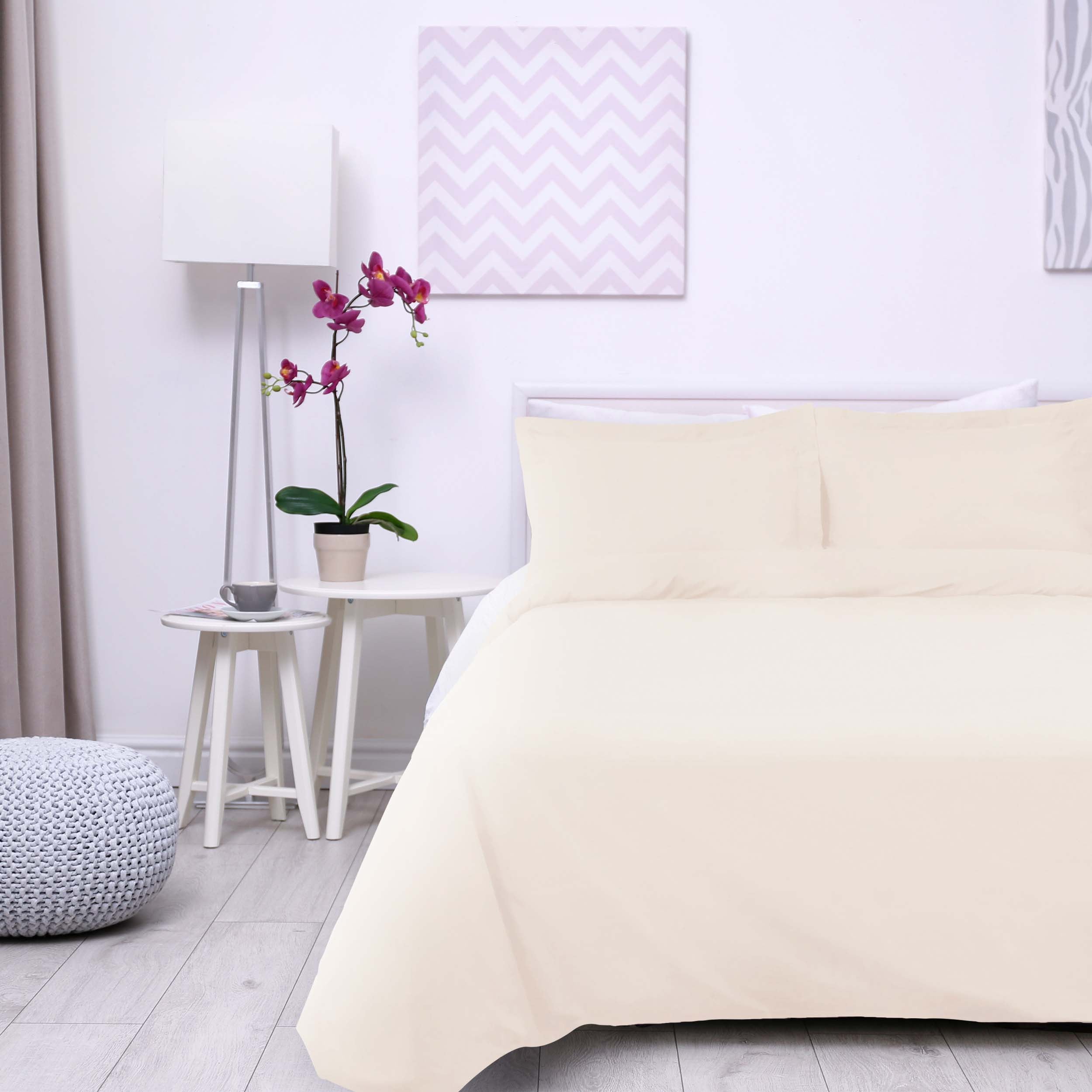 300 Thread Count Cotton Percale Solid Duvet Cover Set - Queen Size, Breathable & Soft Bedding Set for All Seasons - Perfect for Master Bedroom, Guest Room & Hotel Use