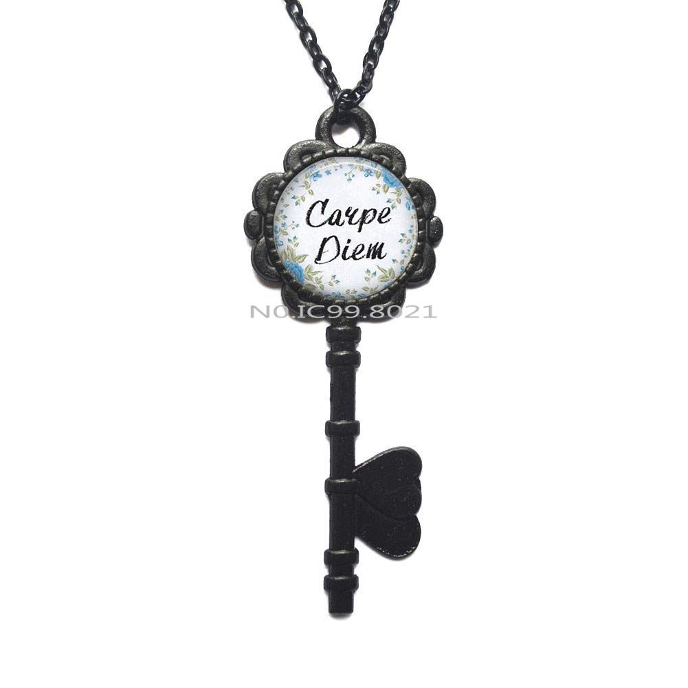 Carpe Diem Key Necklace - Inspirational Motivational Jewelry Pendant with Key Charm for Women - Perfect for Daily Wear, Gifts & Empowerment