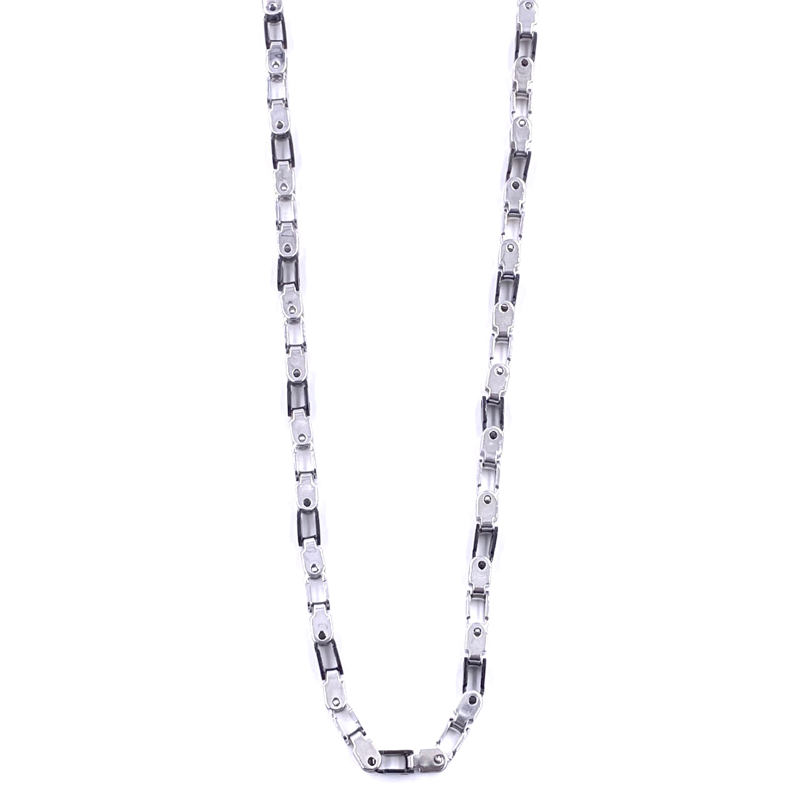 Ashley Gold Stainless Steel Two-Toned Bicycle Chain Men's Necklace - Stylish Unisex Jewelry Gift for Cyclists & Fashion Enthusiasts
