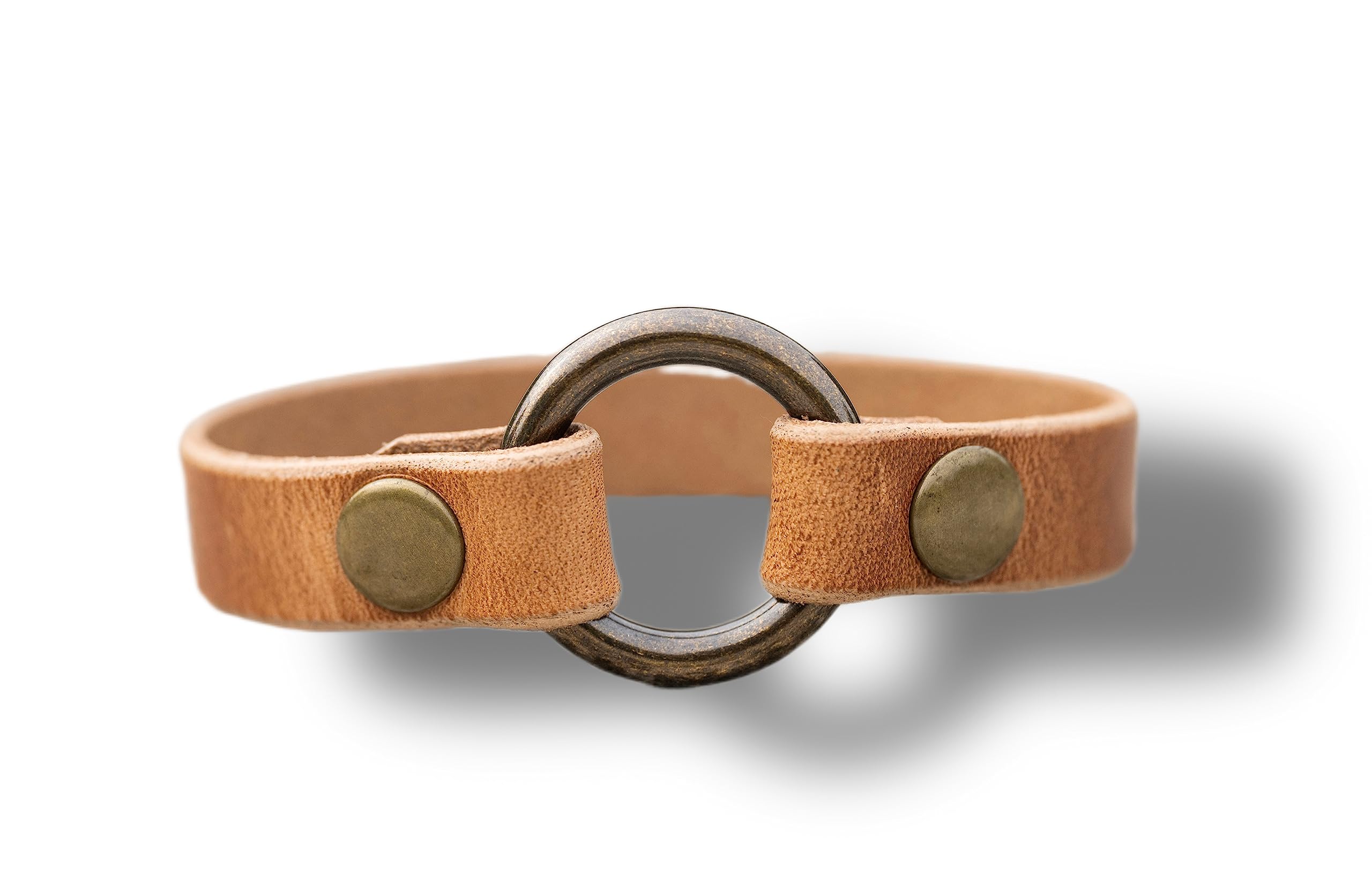 Antique Brass Leather Ring Bracelet - Wedding & Grief Memory Band for Everyday Wear
