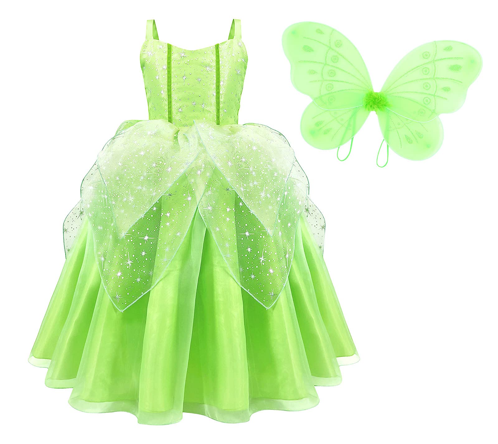 Kantenia Tinker Bell Princess Costume for Toddler Girls | Fairy Dress Up with Wings for Birthday Parties & Special Occasions | Perfect for Halloween, Cosplay & Dress-Up Play