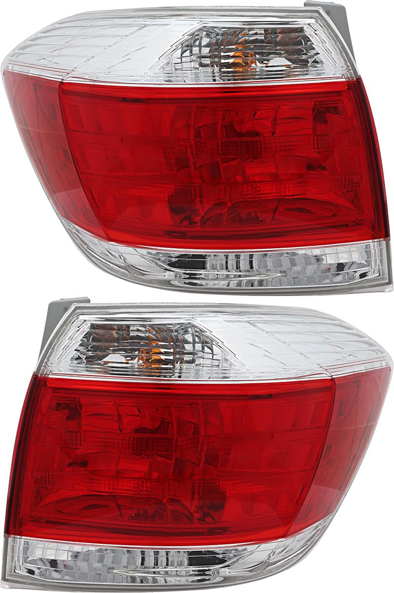 2011-2013 Toyota Highlander LED Tail Lights Pair - Left & Right Side Replacement Lamps for Enhanced Visibility and Safety | Perfect for Night Driving and Road Trips