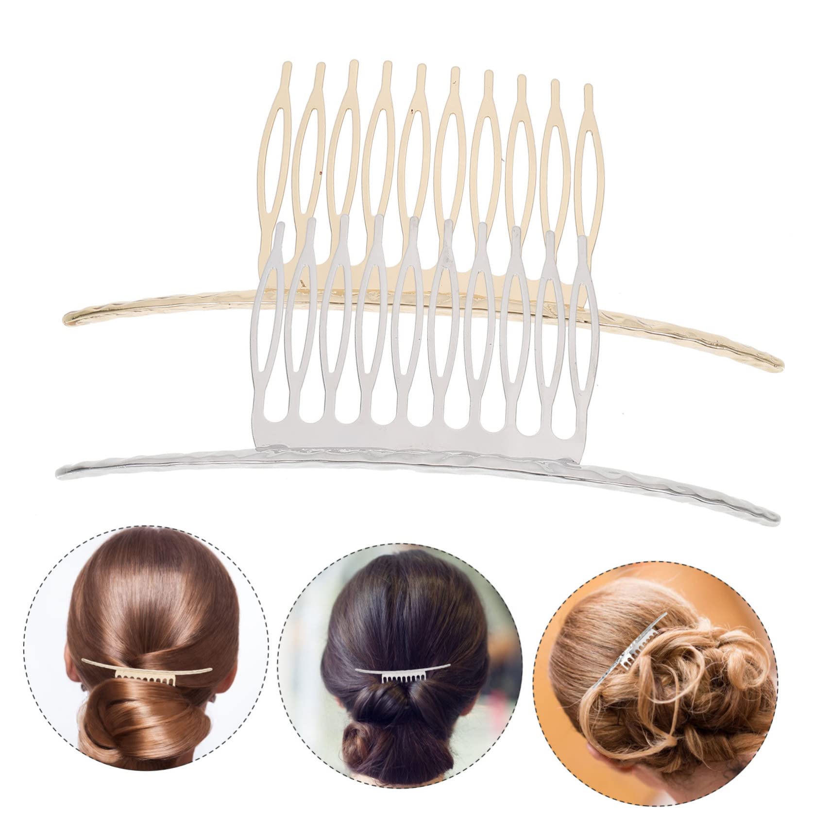 Minkissy Slide Hair Clips for Women - 2 Pack Elegant Hair Side Combs with 10 Sturdy Teeth for Daily Use, Weddings & Special Occasions | Perfect for Updos, Half-Up Styles & Formal Events