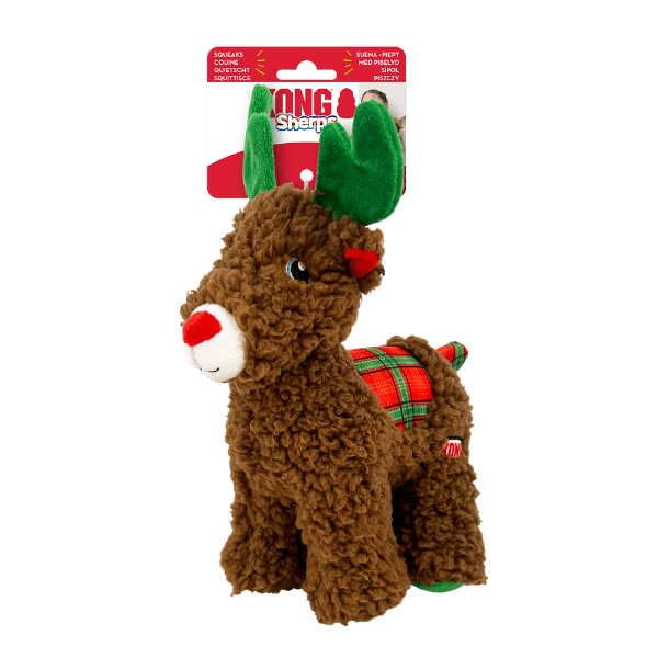 KONG Holiday Sherps Reindeer Dog Toy - Durable Chew Toy for Small & Medium Dogs - Perfect for Christmas Gifts & Playtime Fun