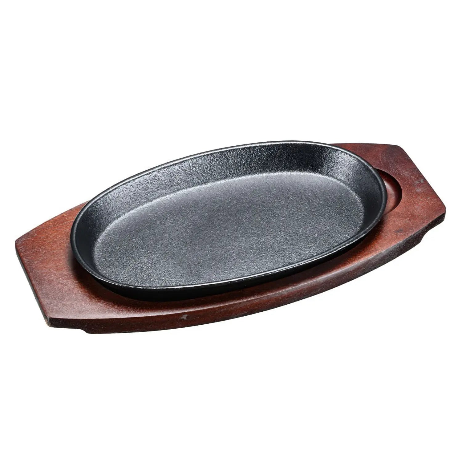 Premium Asahi Cast Iron Oval Sizzler Platter - 12 Inch Japanese Grill Plate for Steak, Fajitas & Sizzling Dishes - Perfect for Restaurants, BBQs & Home Cooking