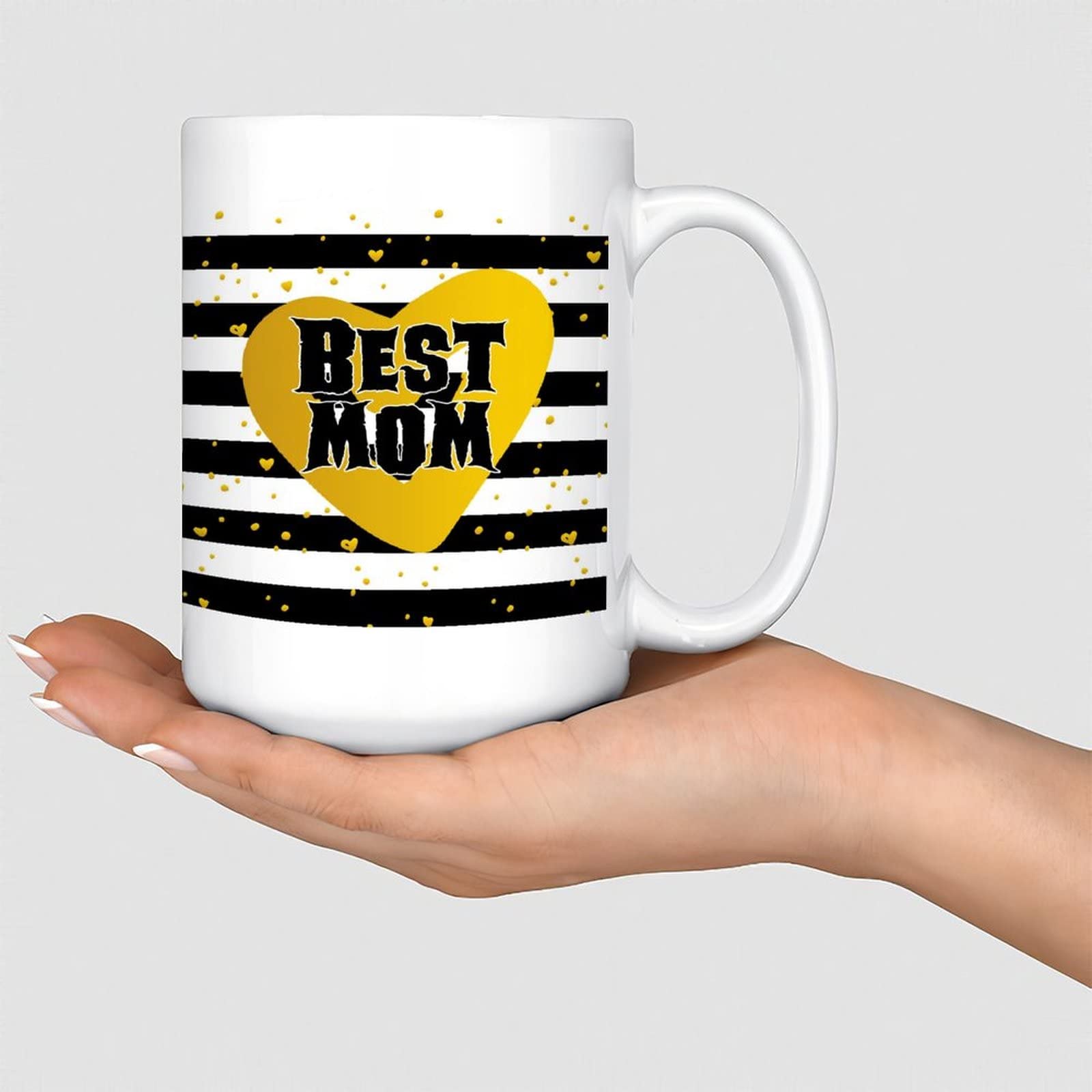 15oz Inspirational Ceramic Coffee Mug - Perfect Mother's Day Gift for New Moms, Friends, Daughters & Sons | White Glossy Happy Mother's Day Mug for Coffee, Tea & Hot Drinks at Home or Office