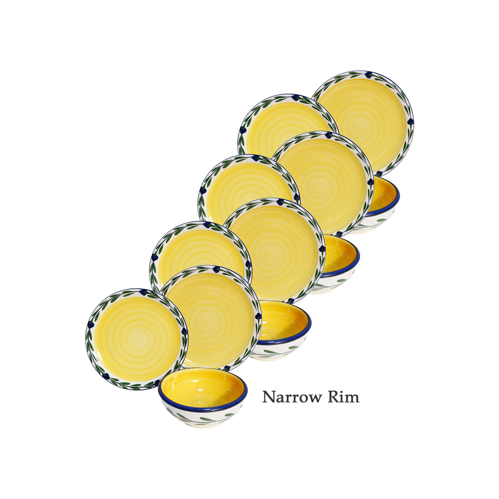 Bella Flora 12-Piece Dinnerware Set - White, Yellow, Blue & Green | Elegant Tableware for Everyday Meals, Dinner Parties & Home Decor