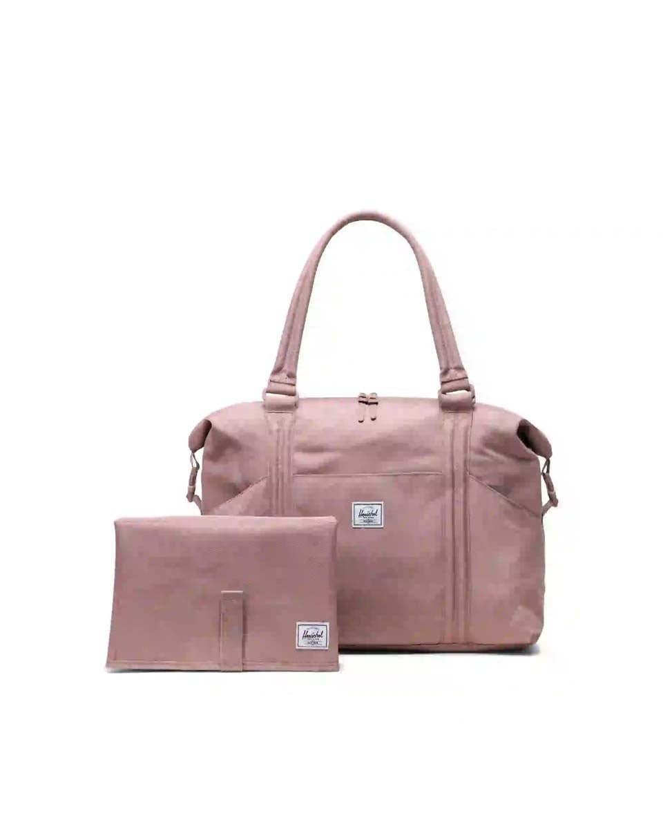 Herschel Strand Duffle Diaper Bag for Baby Essentials - Waterproof & Stylish Travel Organizer (Ash Rose) | Perfect for Parents, Daycare & Family Outings