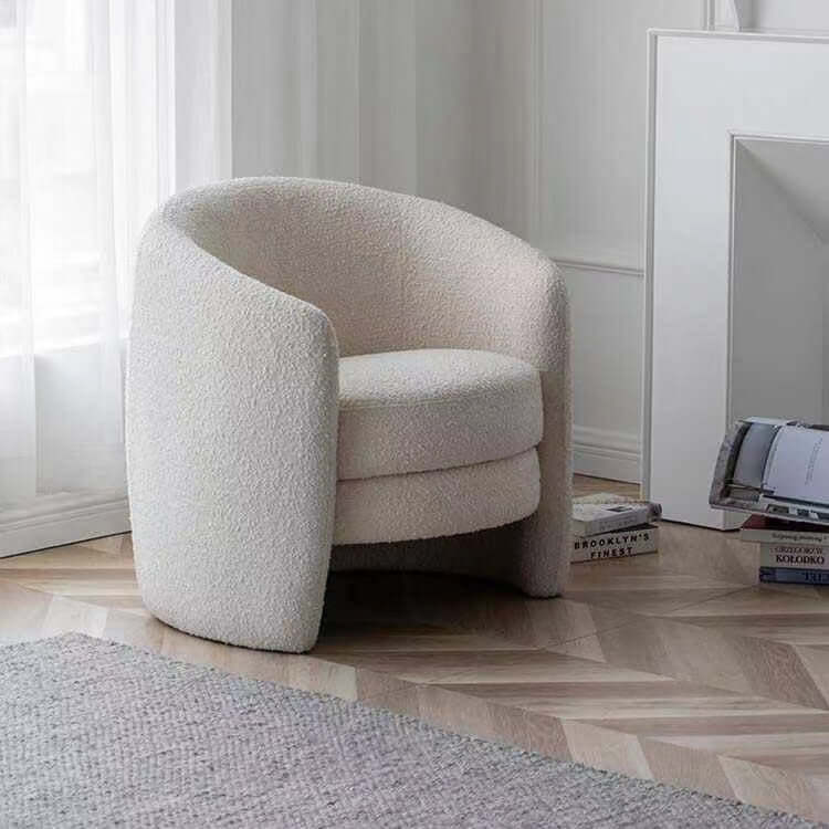 Nordic Ivory Boucle Sherpa Accent Chair - White, Gray & Green Low Back Vanity Stool for Bedroom, Living Room & Home Office Decor