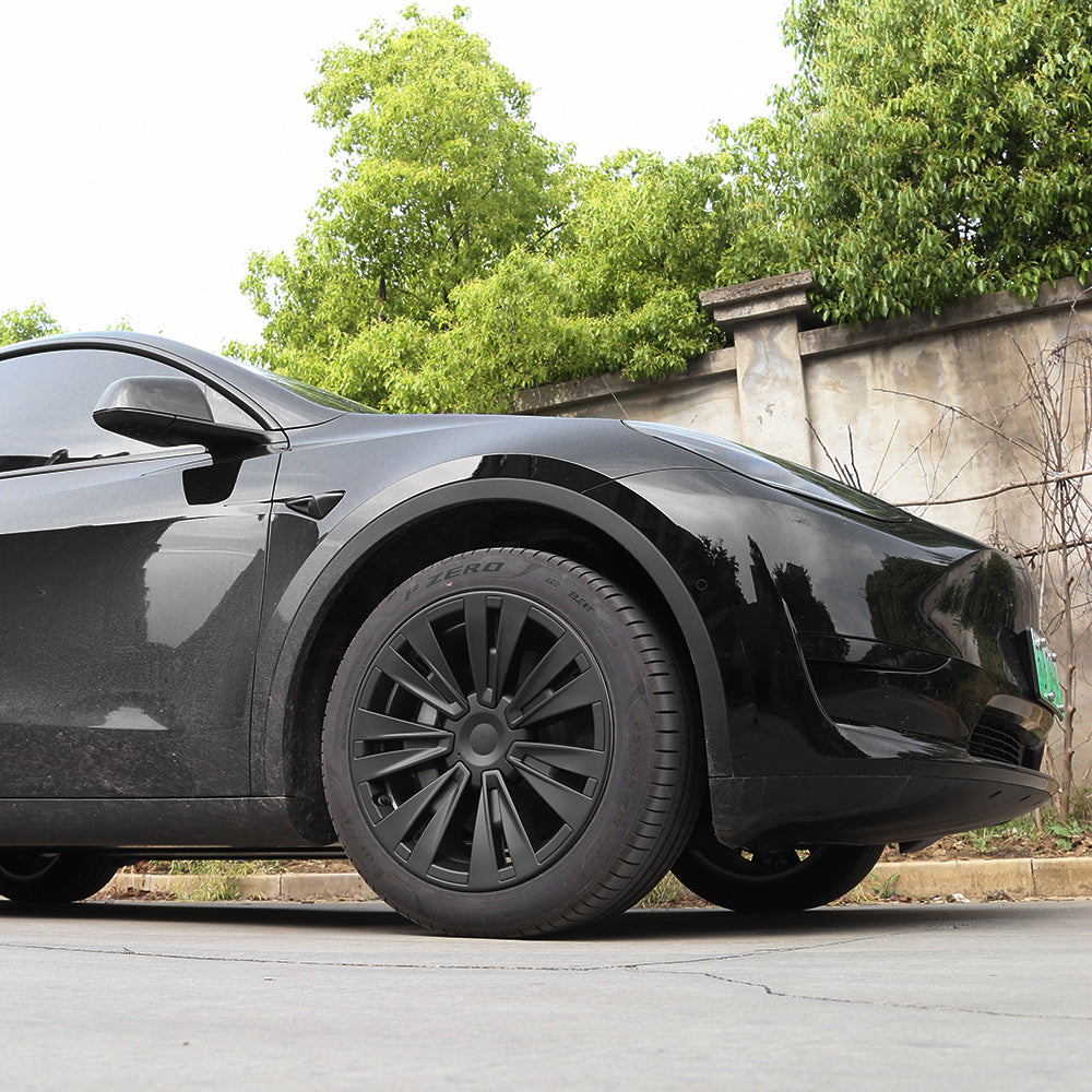 EVBASE 19 Inch Tesla Model Y Turbine Wheel Covers - 4PCS Matte Black Sport Rims for Model X Version | Enhance Style & Protect Alloy Wheels | Perfect for Daily Commuting & Road Trips