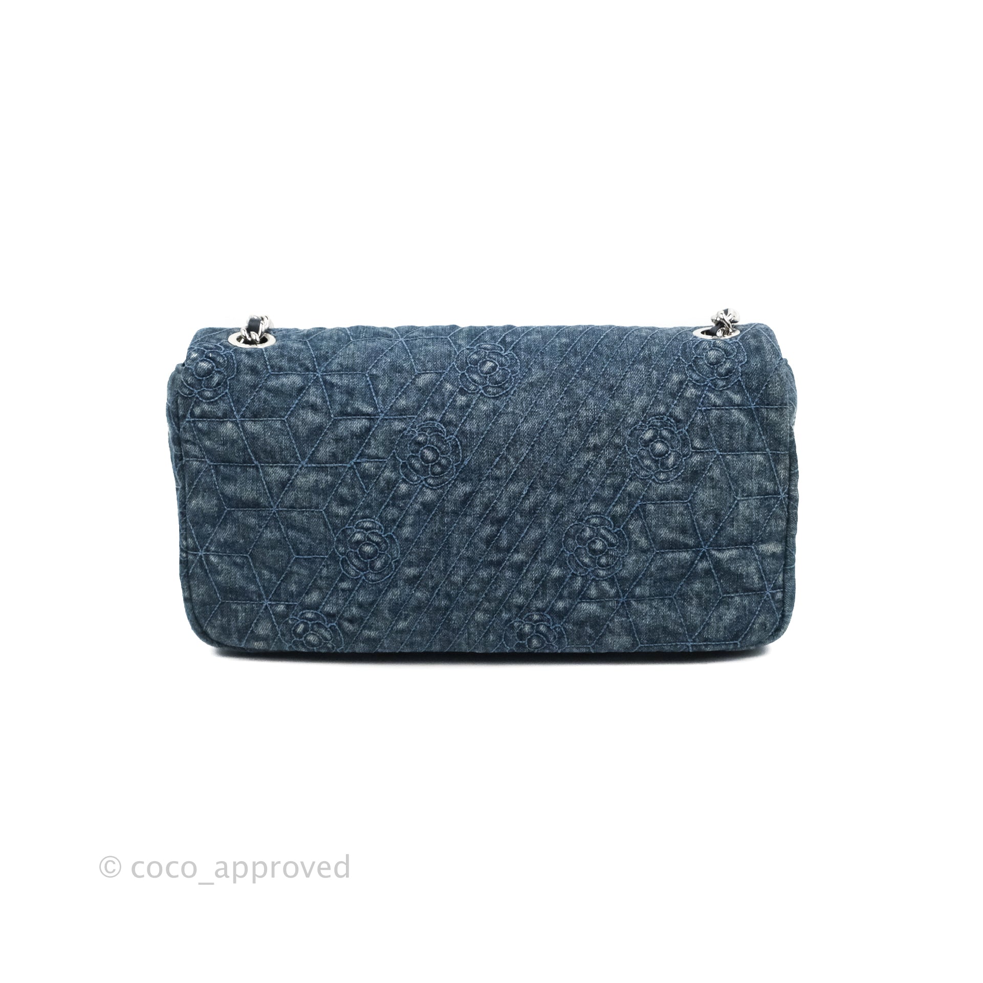 Chanel Camellia Embroidered Flap Bag in Blue Washed Denim with Silver Hardware - Luxury Designer Crossbody Bag for Women, Perfect for Date Night & Special Occasions