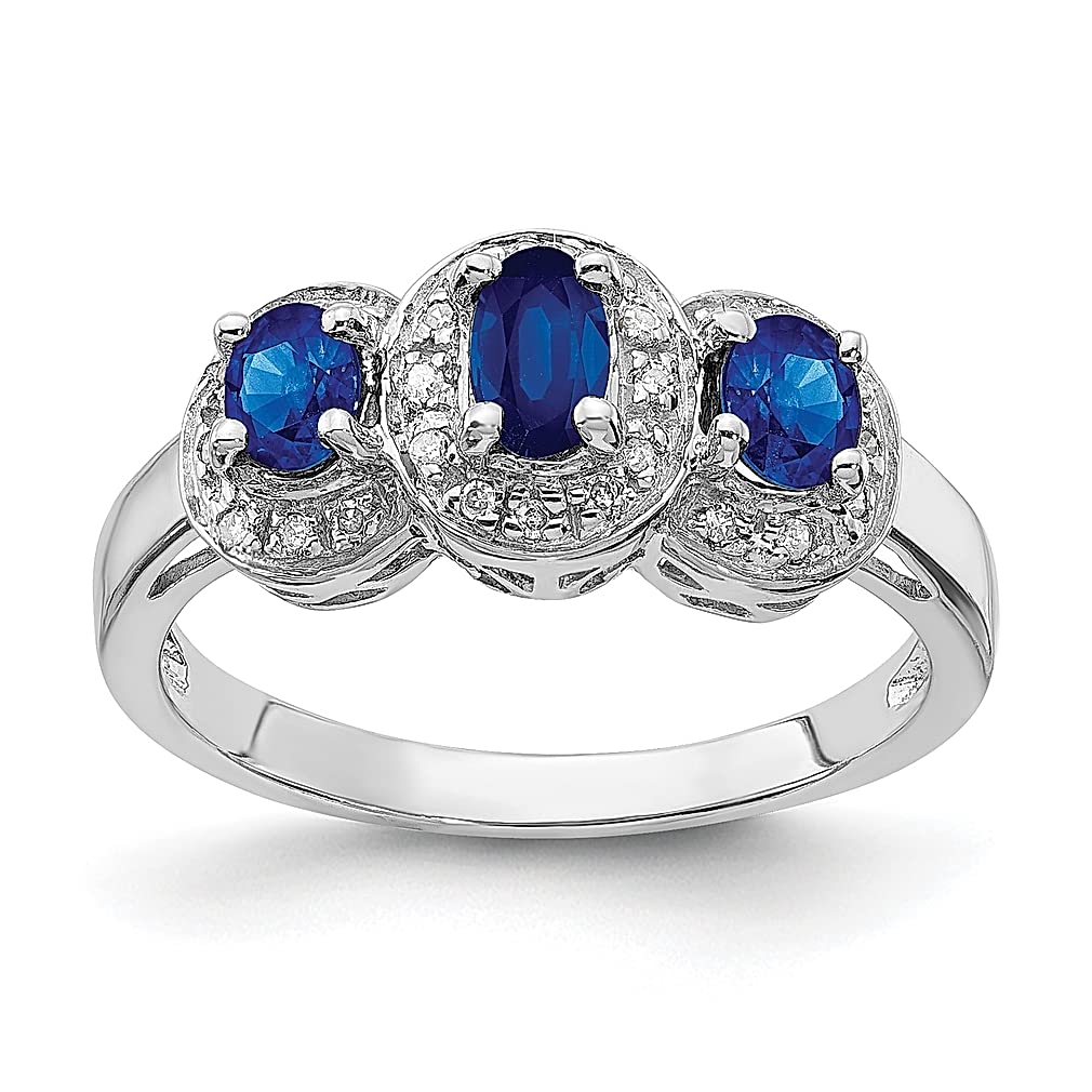 925 Sterling Silver Sapphire & Diamond Band Ring for Women | Elegant Gemstone Jewelry Gift for Her | Perfect for Anniversaries, Engagements & Special Occasions