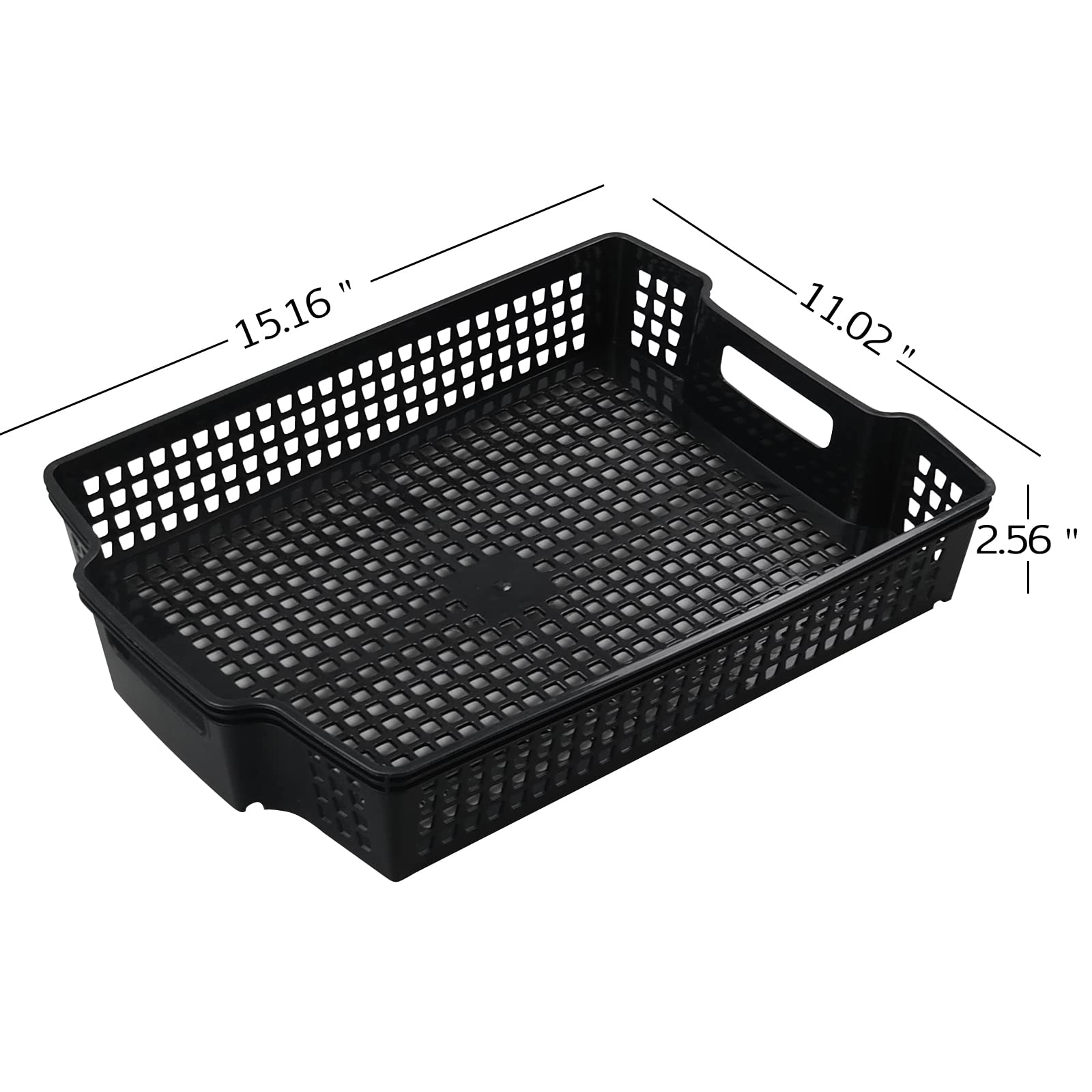 Stackable Black Kitchen Office Desk File Basket Trays - 6 Pack for Organizing Documents, Supplies & Kitchen Utensils | Perfect for Home, Office & Dorm Storage Solutions