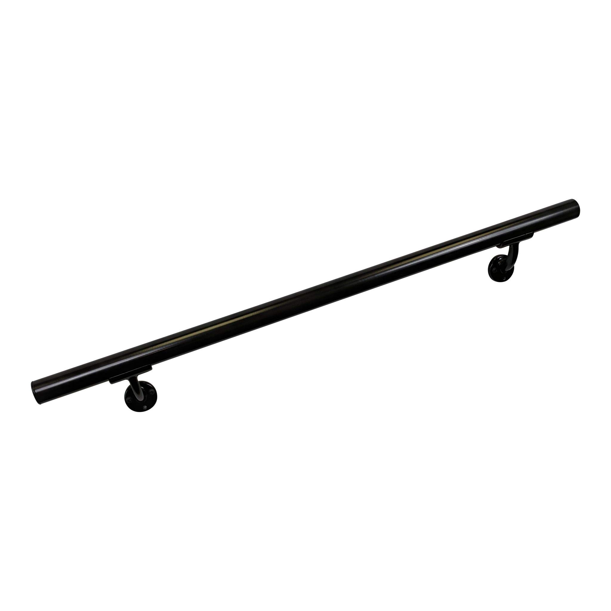 OHR 8' Black Stair Handrail with Mounts - USA Made Indoor/Outdoor Stair Railing for Porch, Deck & Stairs - Easy Installation for Home Safety & Accessibility