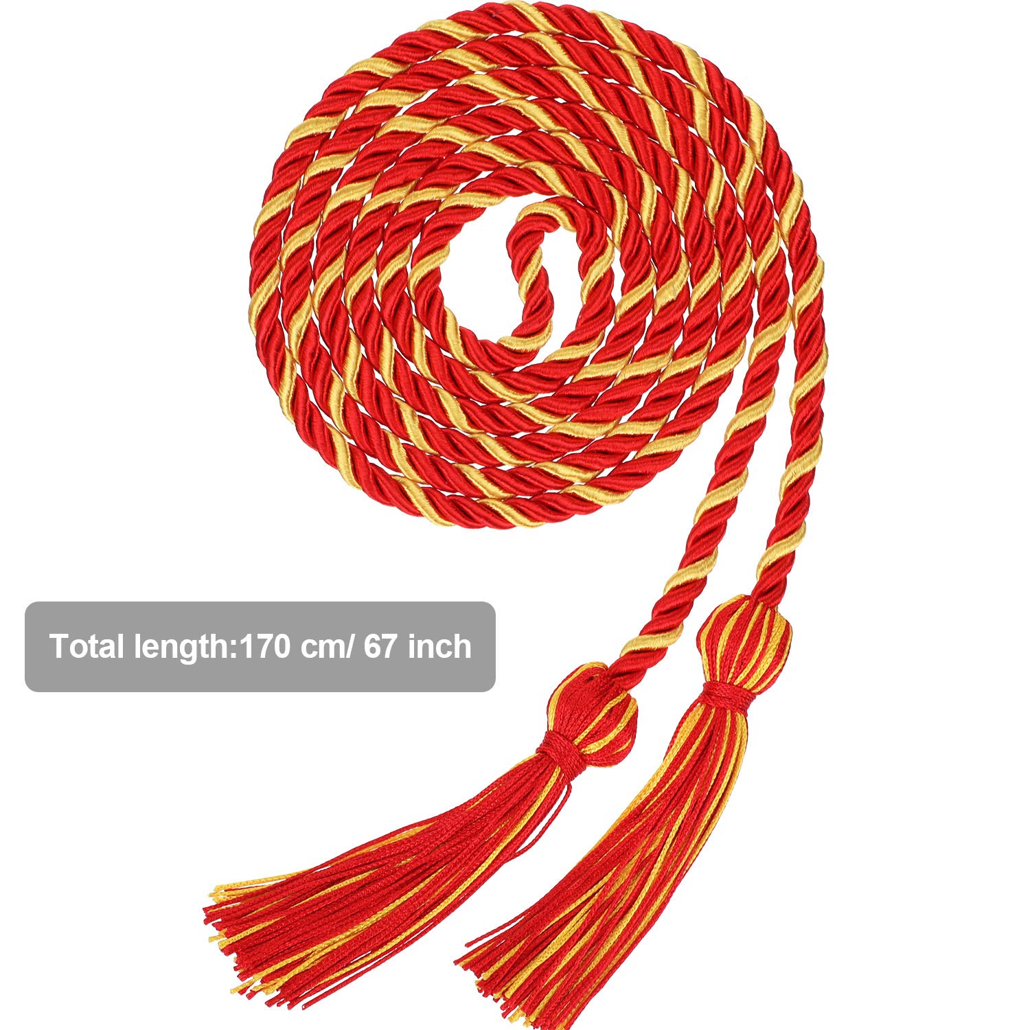 TecUnite 2025 Graduation Honor Cords - Red & Gold Polyester Yarn with Tassels for Bachelor Gown | Perfect for Commencement Ceremonies, Graduation Photos & Academic Achievements