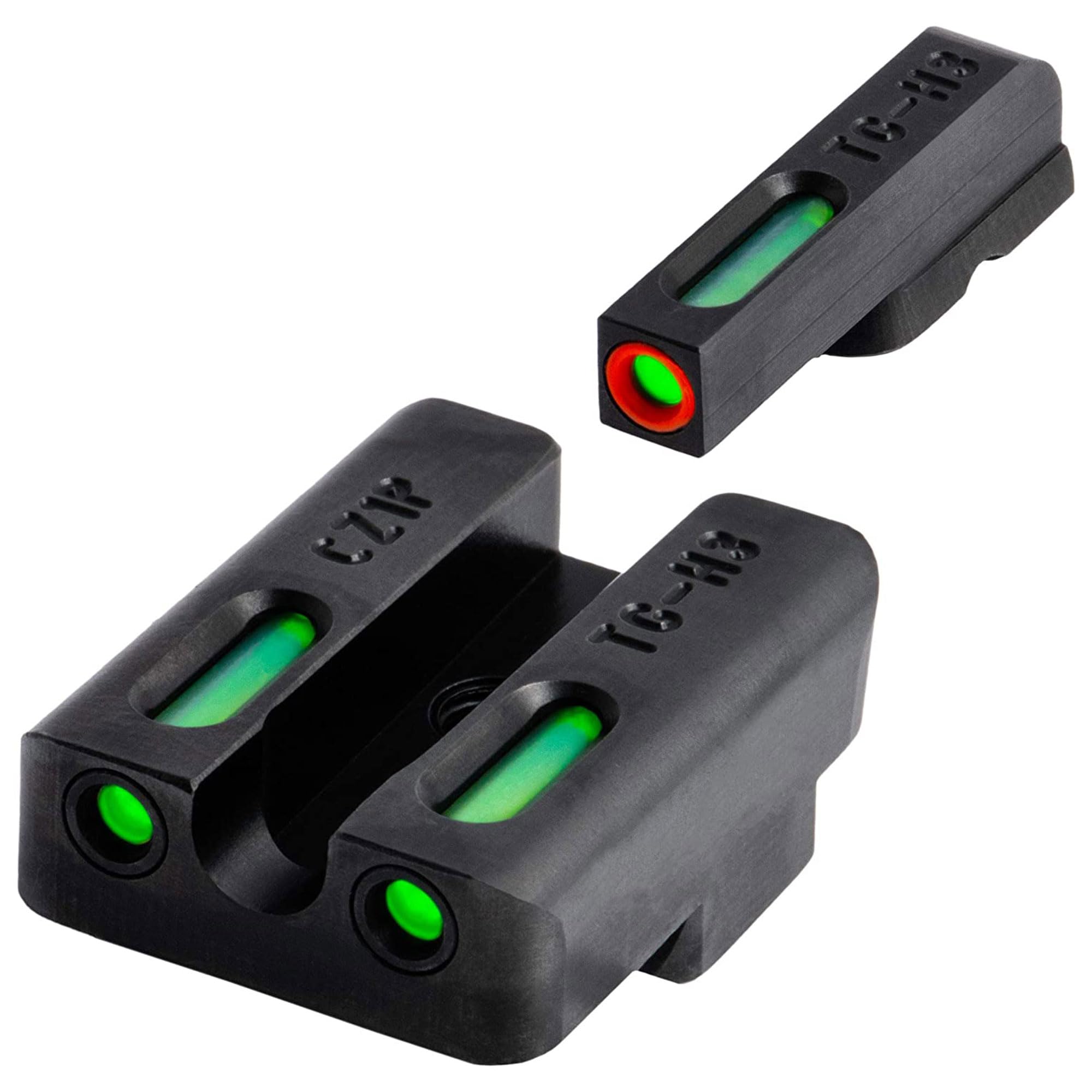 TruGlo TFK Pro Fiber Optic & Tritium Handgun Sights (3 Pack) - Fortress Finish Protection, Angled Rear Sight for CZ 75 Pistols - Perfect for Low Light Shooting, Tactical Training & Home Defense
