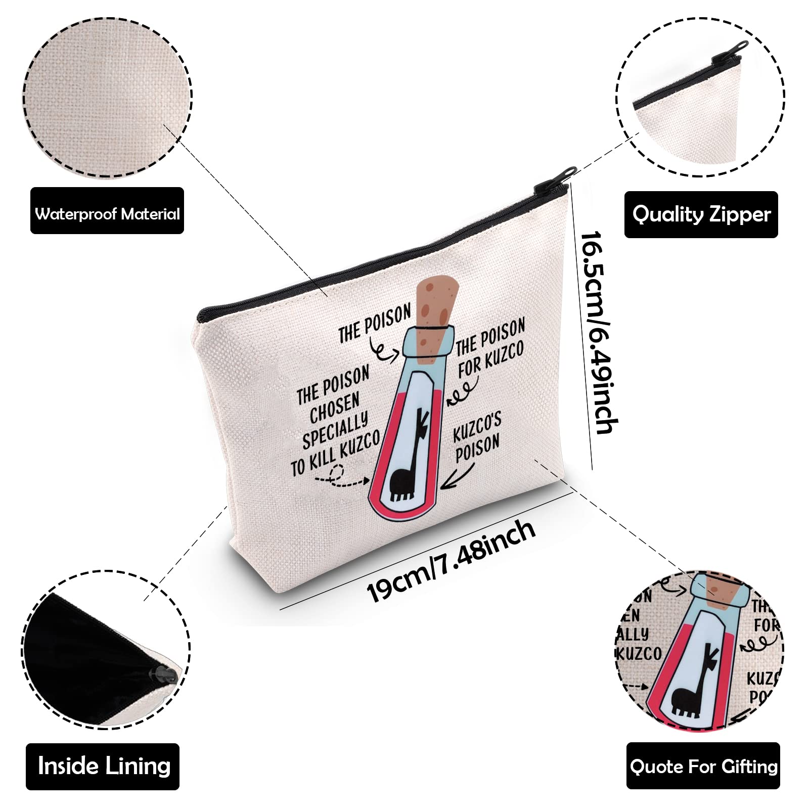 ZJXHPO Emperor's Makeup Bag - Poison Themed Cosmetic Pouch with Zipper, Travel Makeup Case for Women, Perfect Gift for Her | Ideal for Travel, Daily Use & Llama Lovers