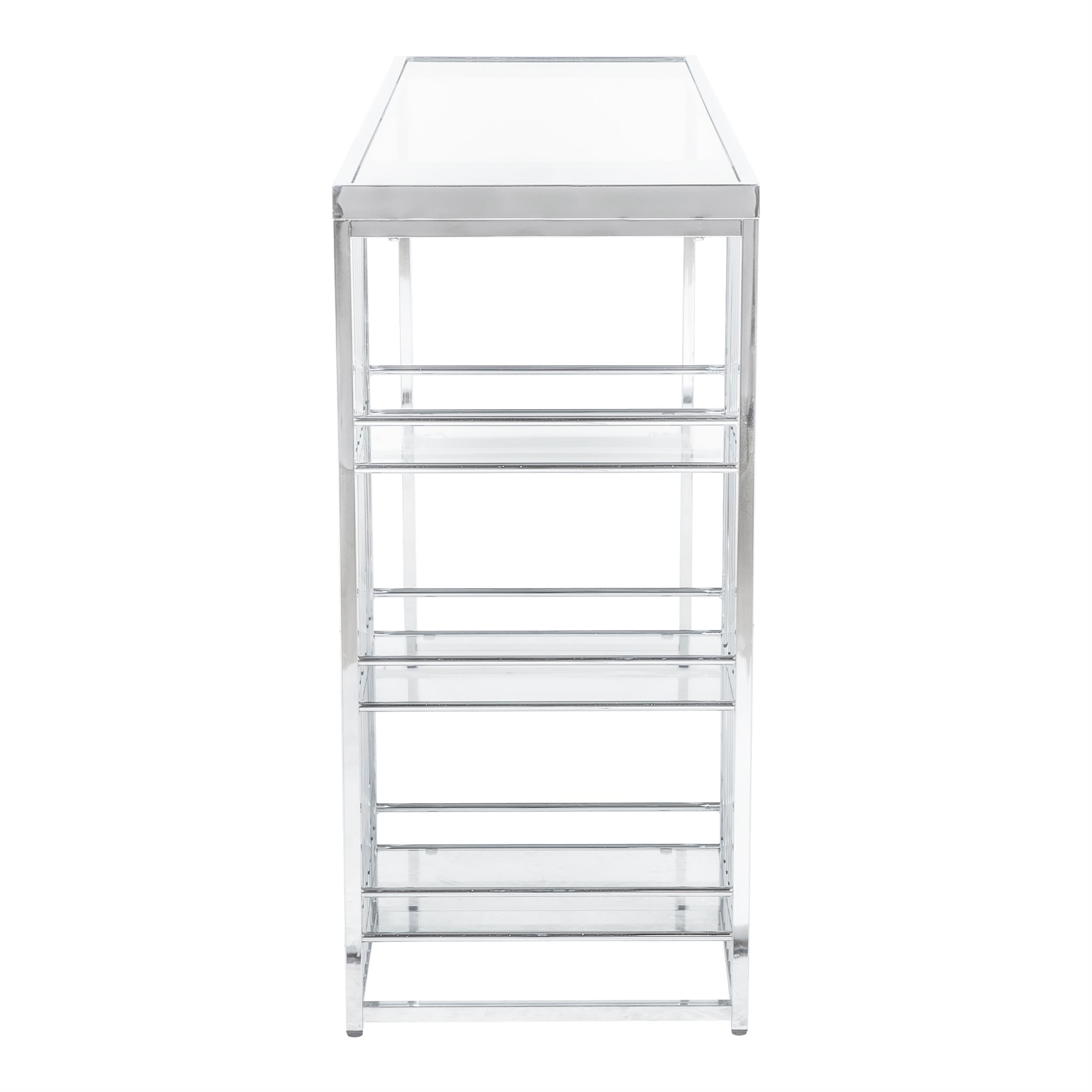 Furniture of America Norvel Modern Chrome Plated Glass Top Bar Table - Perfect for Kitchen, Dining Room & Home Bar Decor
