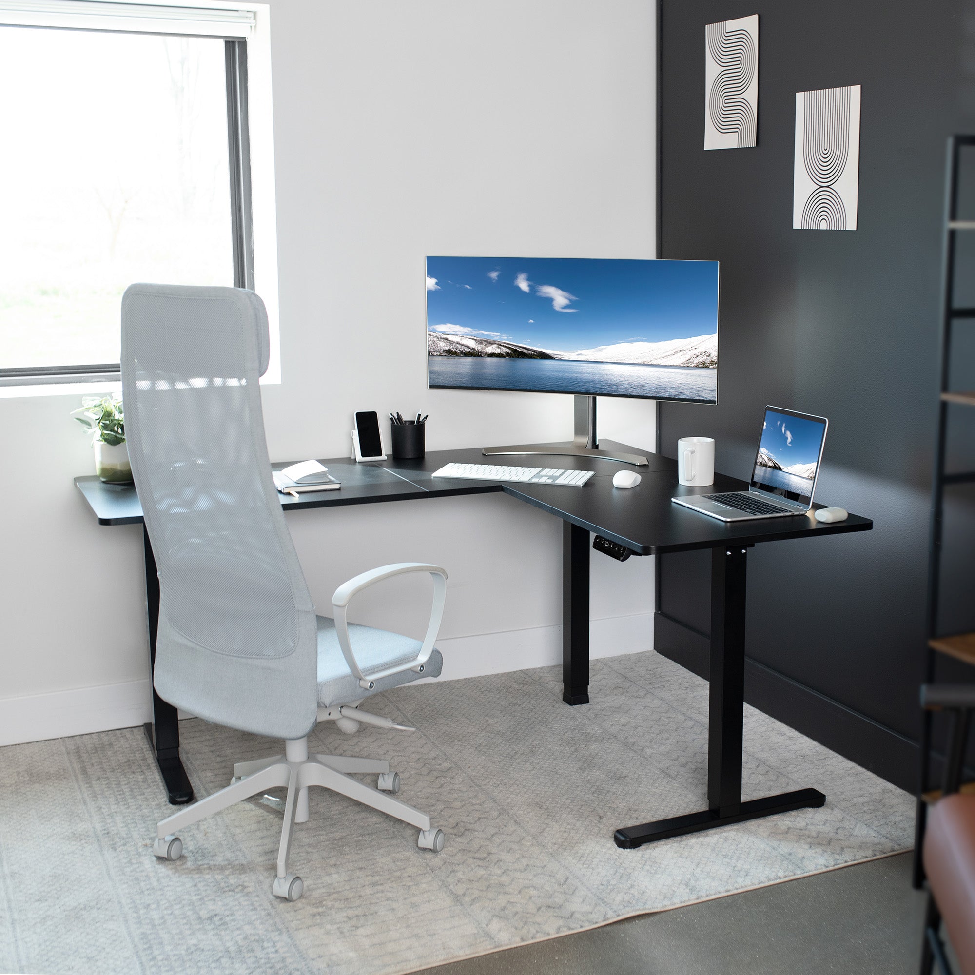 E3 Series Corner Electric Standing Desk - Adjustable Height Home Office Desk for Work & Study | Perfect for Small Spaces & Ergonomic Workspaces