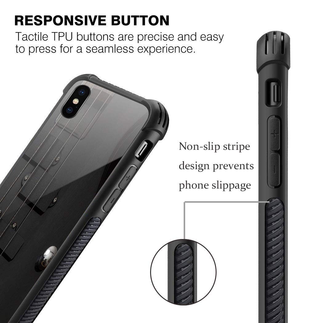 CARLOCA iPhone X/XS Case - Shockproof Anti-Scratch Hard Back Cover with Guitar Bass Strings Graphic Design | Perfect for Musicians & Music Lovers, Daily Protection & Style Enhancement