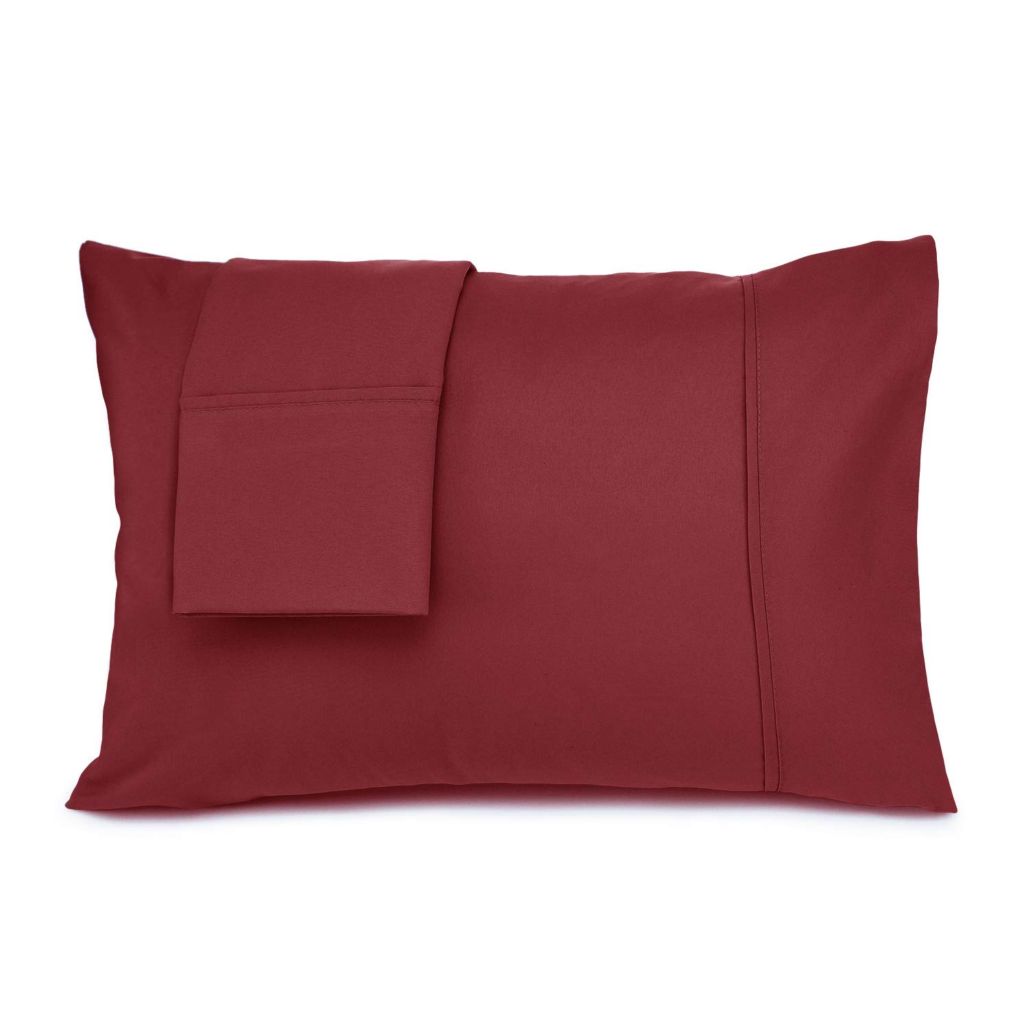 LuxLinen 250 Thread-Count Super Soft Premium Egyptian Cotton King & Super King Size Pillowcases - Burgundy Solid Color for Bedroom, Hotel, and Home Decor
