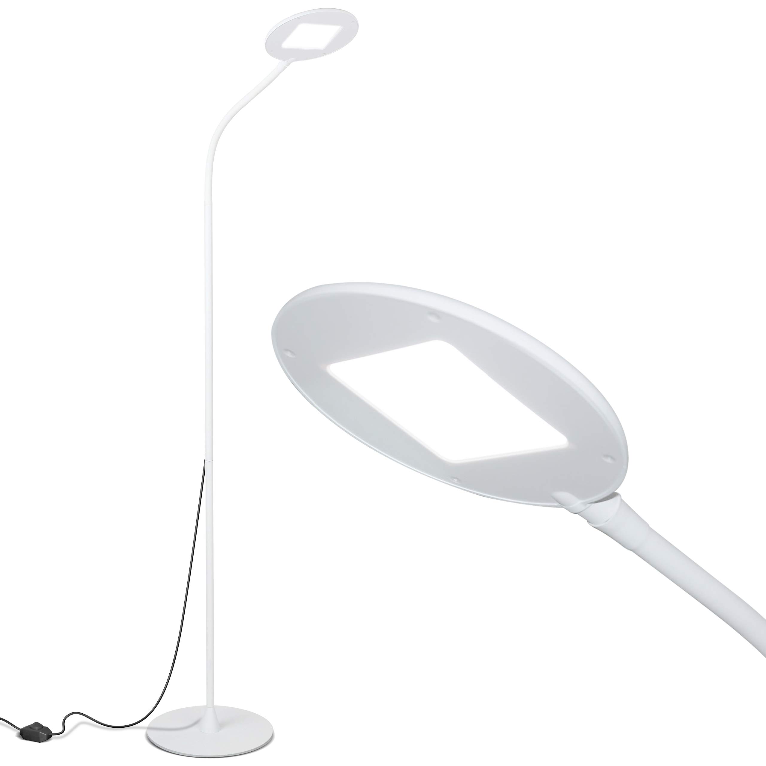 Brightech Contour Flex - Adjustable LED Floor Lamp with Dimmer for Reading, Office Work, Crafts & Makeup - Flexible Gooseneck Standing Light for Salon, Spa, Facial & Lash Services - Perfect Beauty Lighting for Home & Professional Use