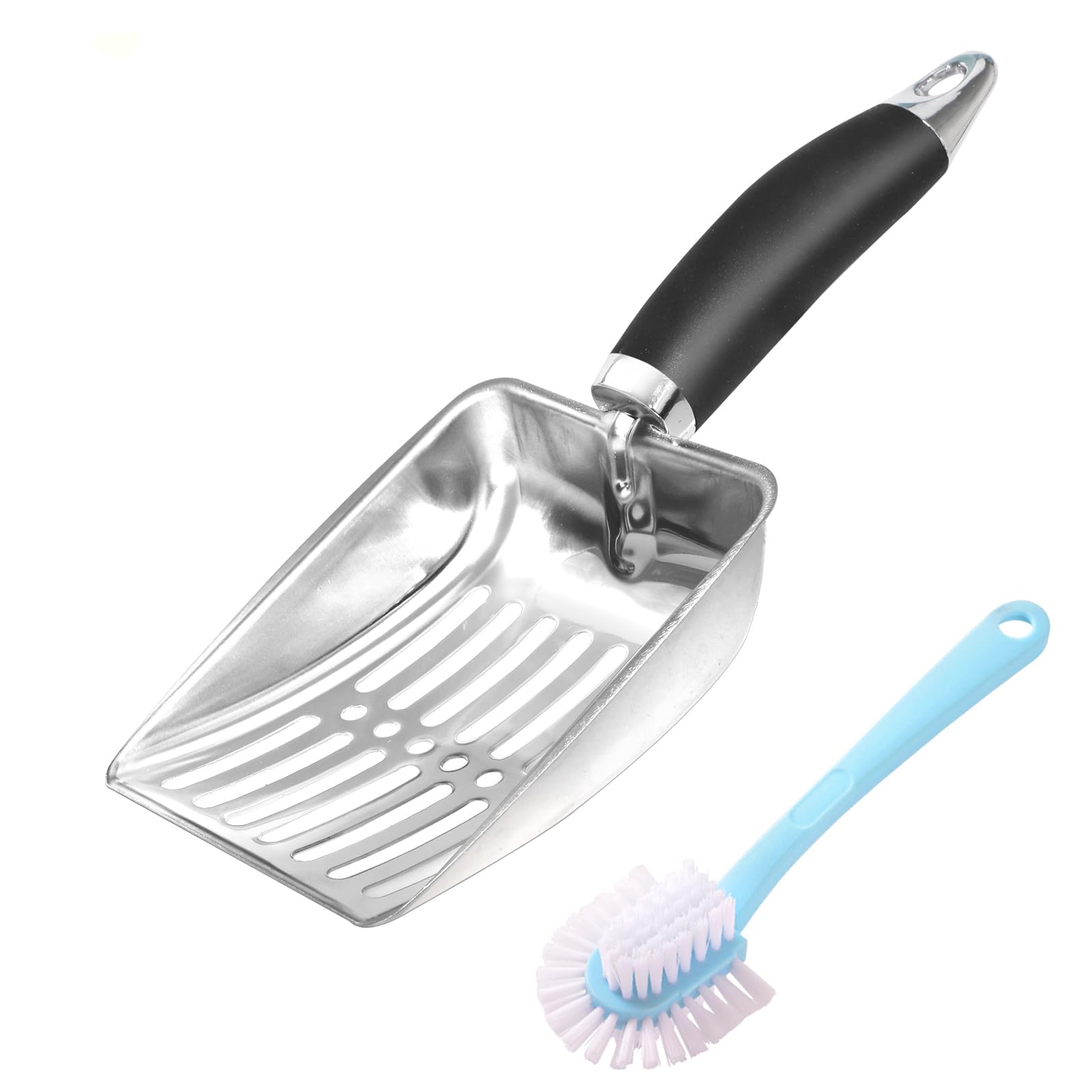 Durable Aluminum Cat Litter Scoop with Long Handle - Perfect for Easy Litter Box Cleaning